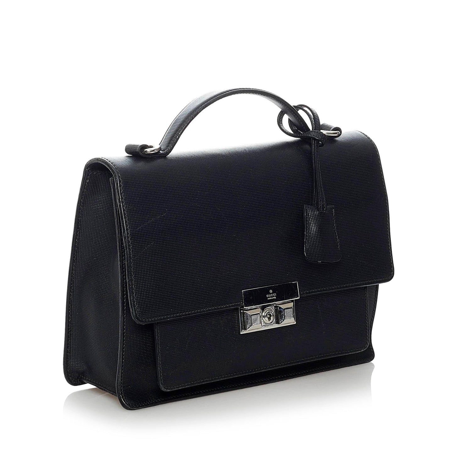 Gucci Padlock SHG Leather Calf Black Satchel Bag