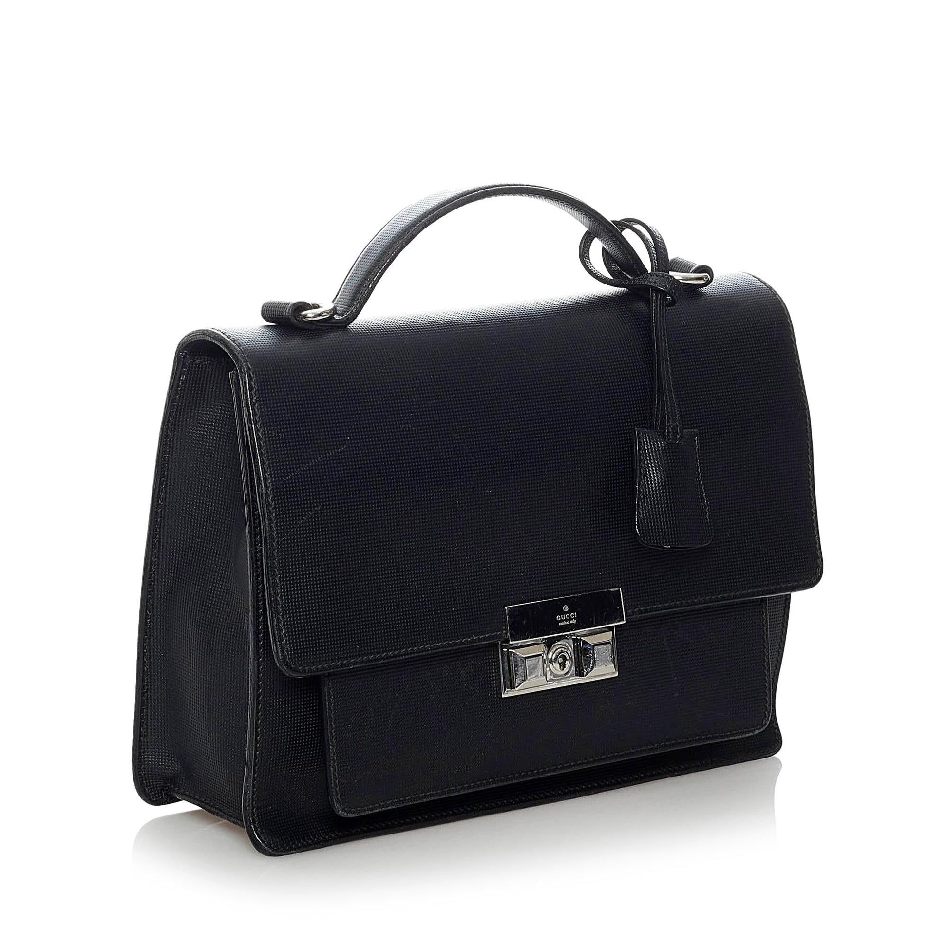 Gucci Padlock SHG Leather Calf Black Satchel Bag