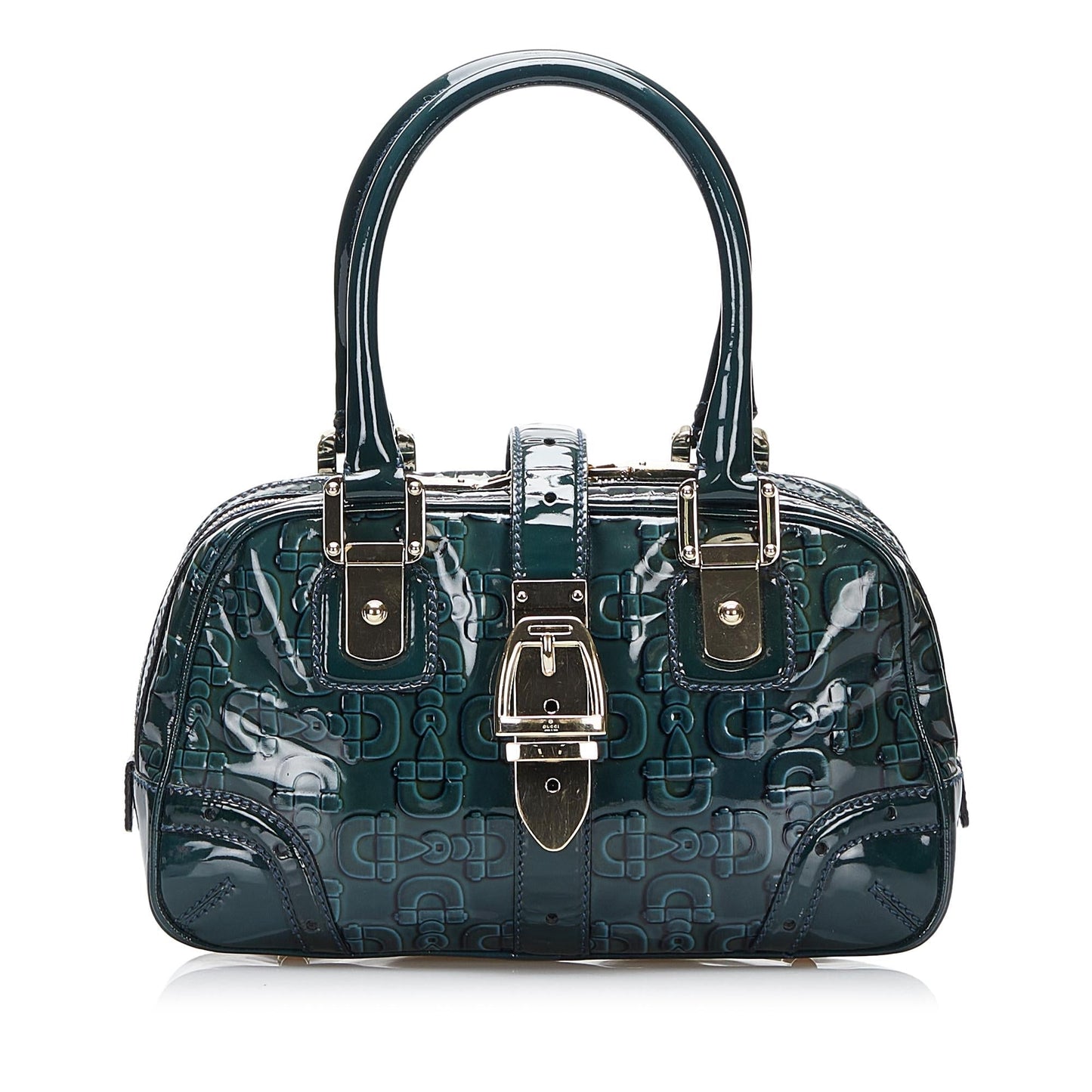 Gucci Horsebit SHG-eObUnw Leather Patent Green Satchel Bag