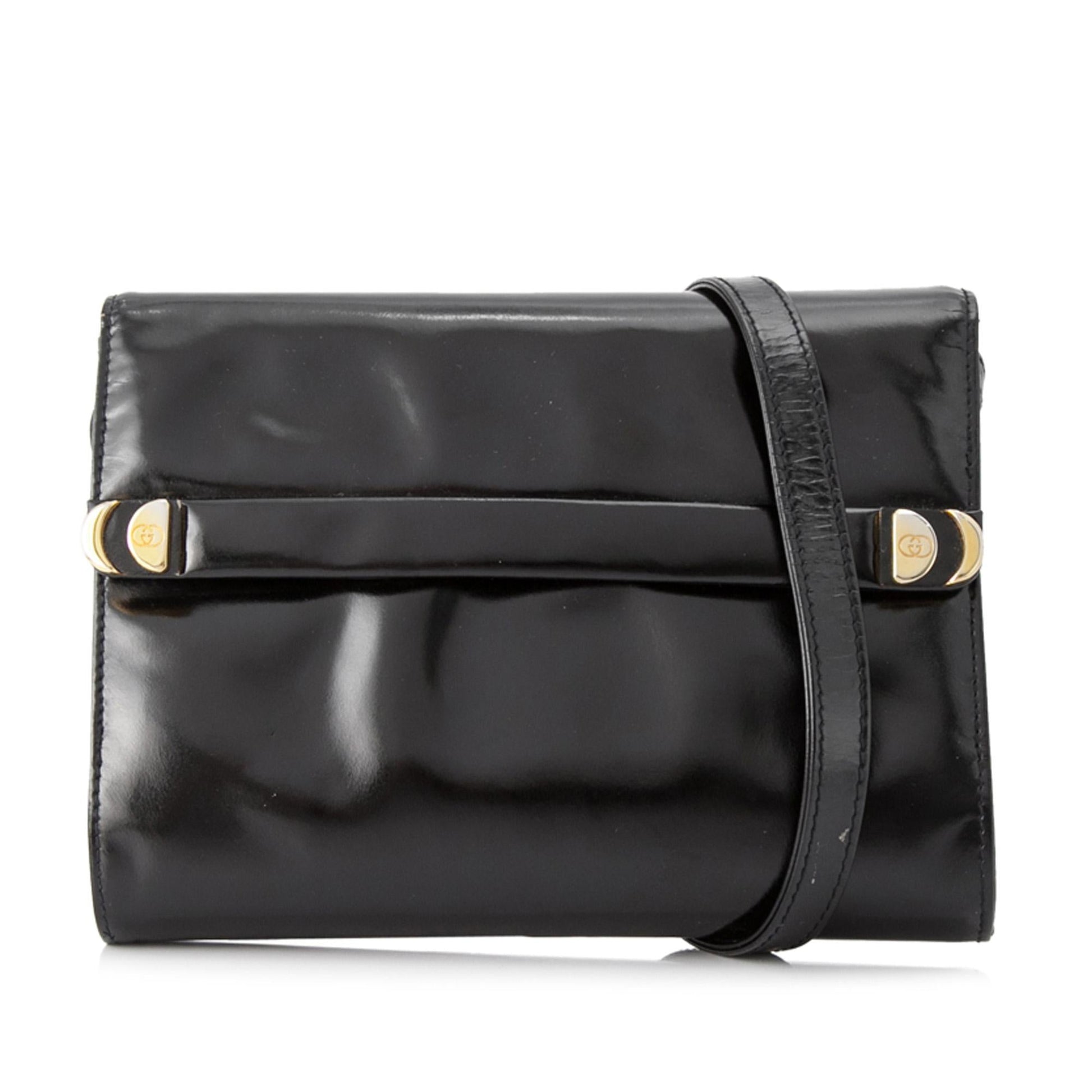 Gucci SHG-SF1CzA Leather Patent Calf Black Crossbody Bag