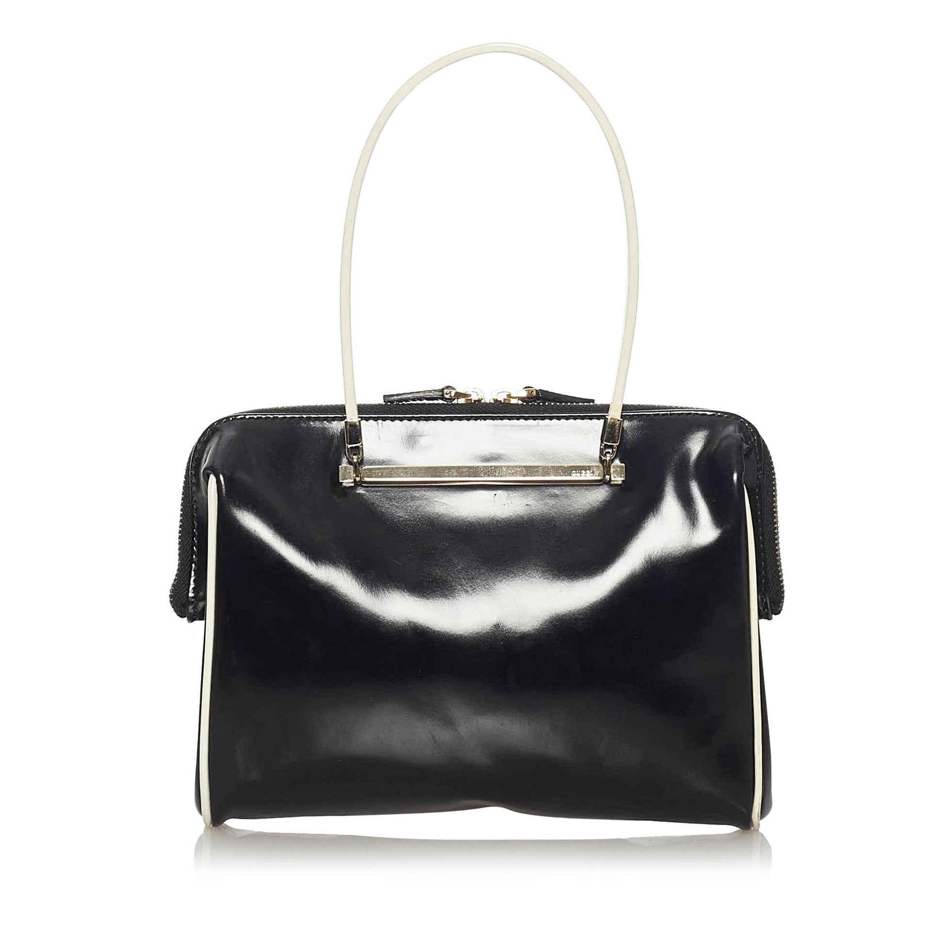 Gucci SHG Leather Patent Black Satchel Bag
