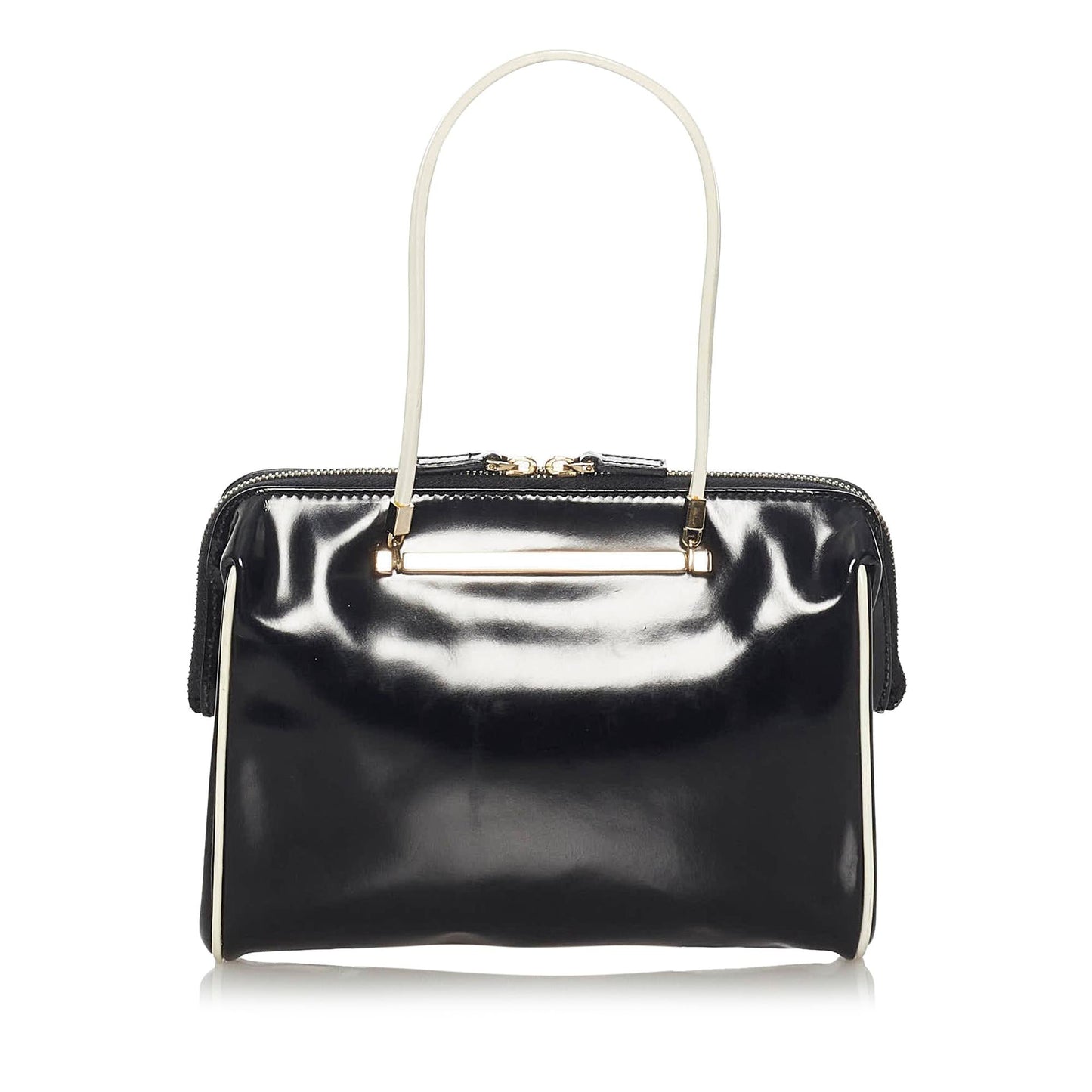 Gucci SHG Leather Patent Black Satchel Bag