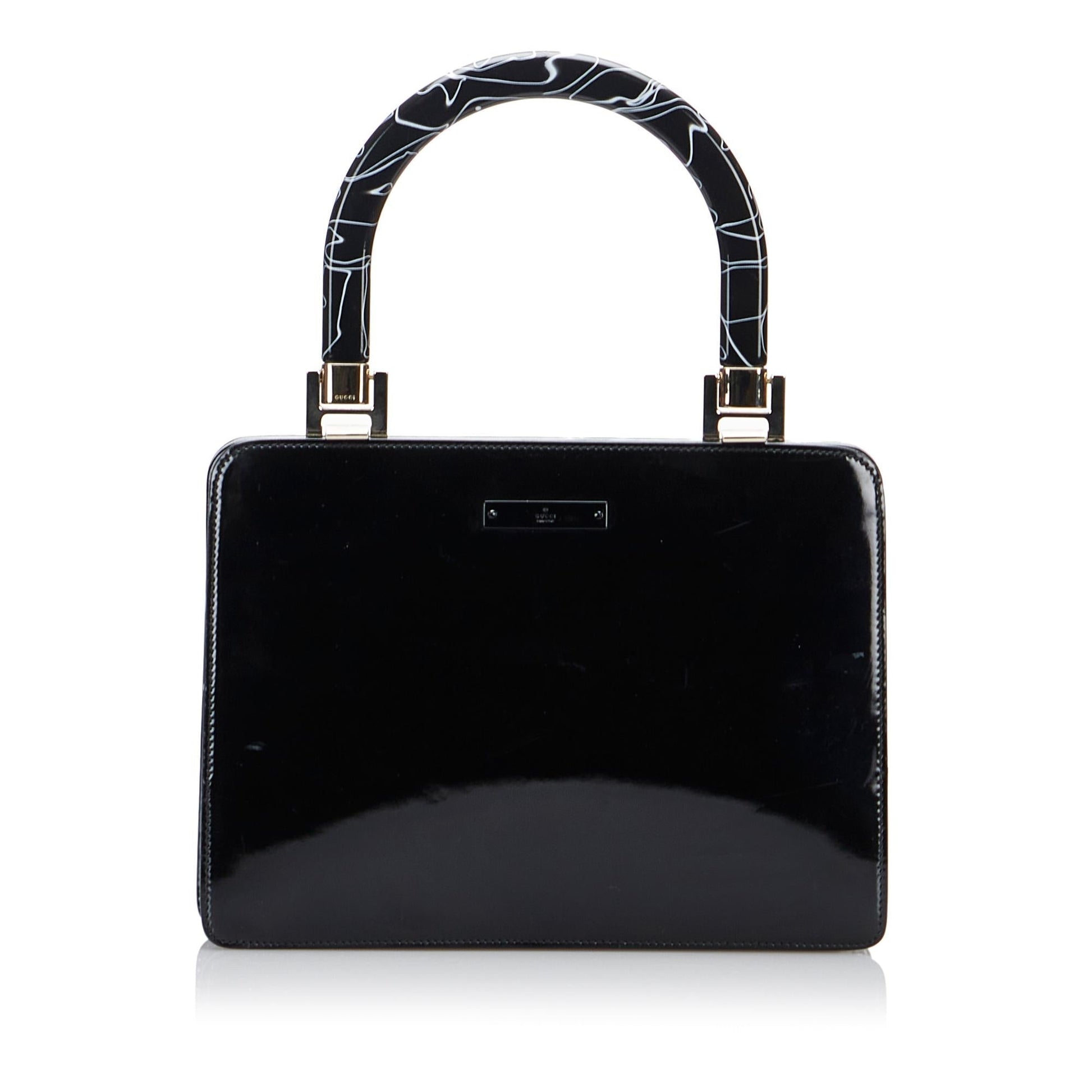 Gucci SHG-6H1CTI Leather Patent Black Satchel Bag