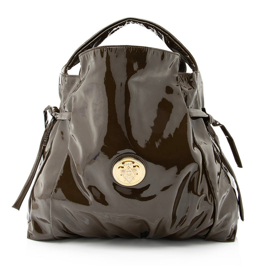 Gucci Hysteria SHF Leather Patent Brown Medium Shoulder Bag