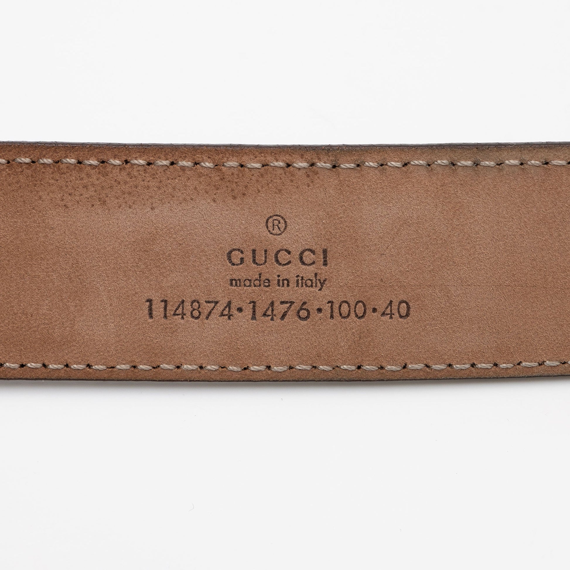 Gucci Microguccissima Interlocking G Narrow Belt Leather Patent Grey Accessory