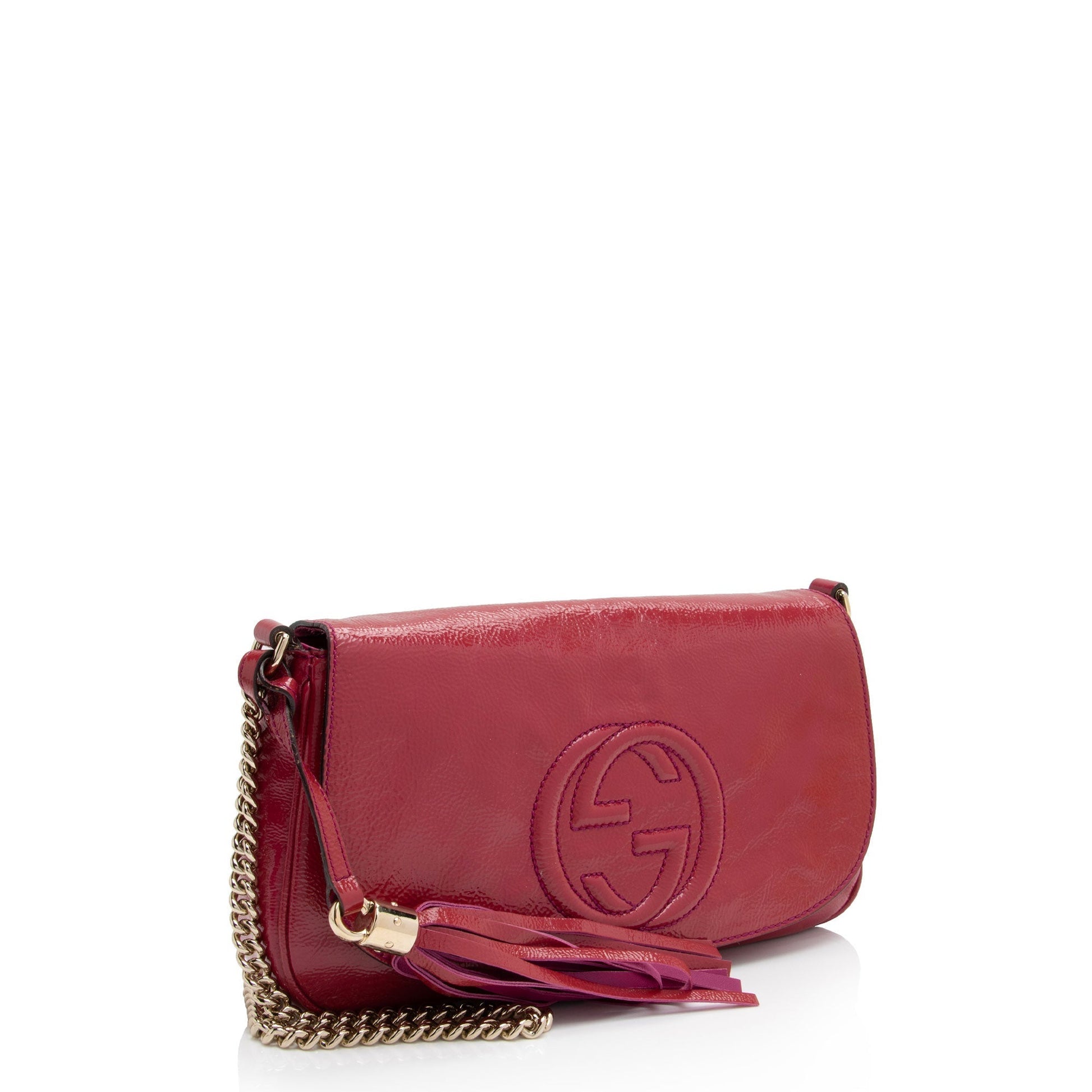 Gucci Soho Flap SHF-V6tPqW Leather Suede Patent Pink Crossbody Bag