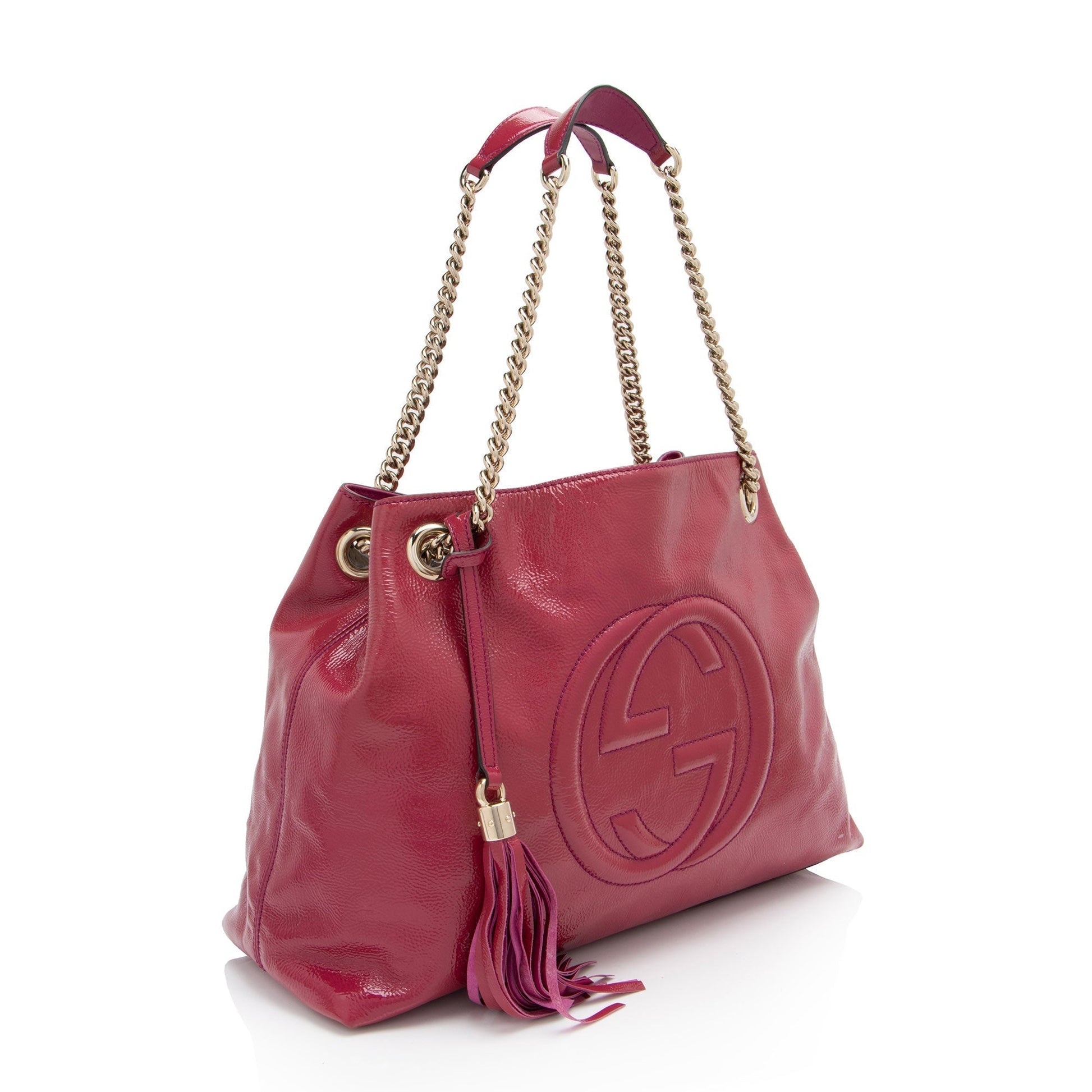 Gucci Soho Leather Patent Pink Medium Shoulder Bag