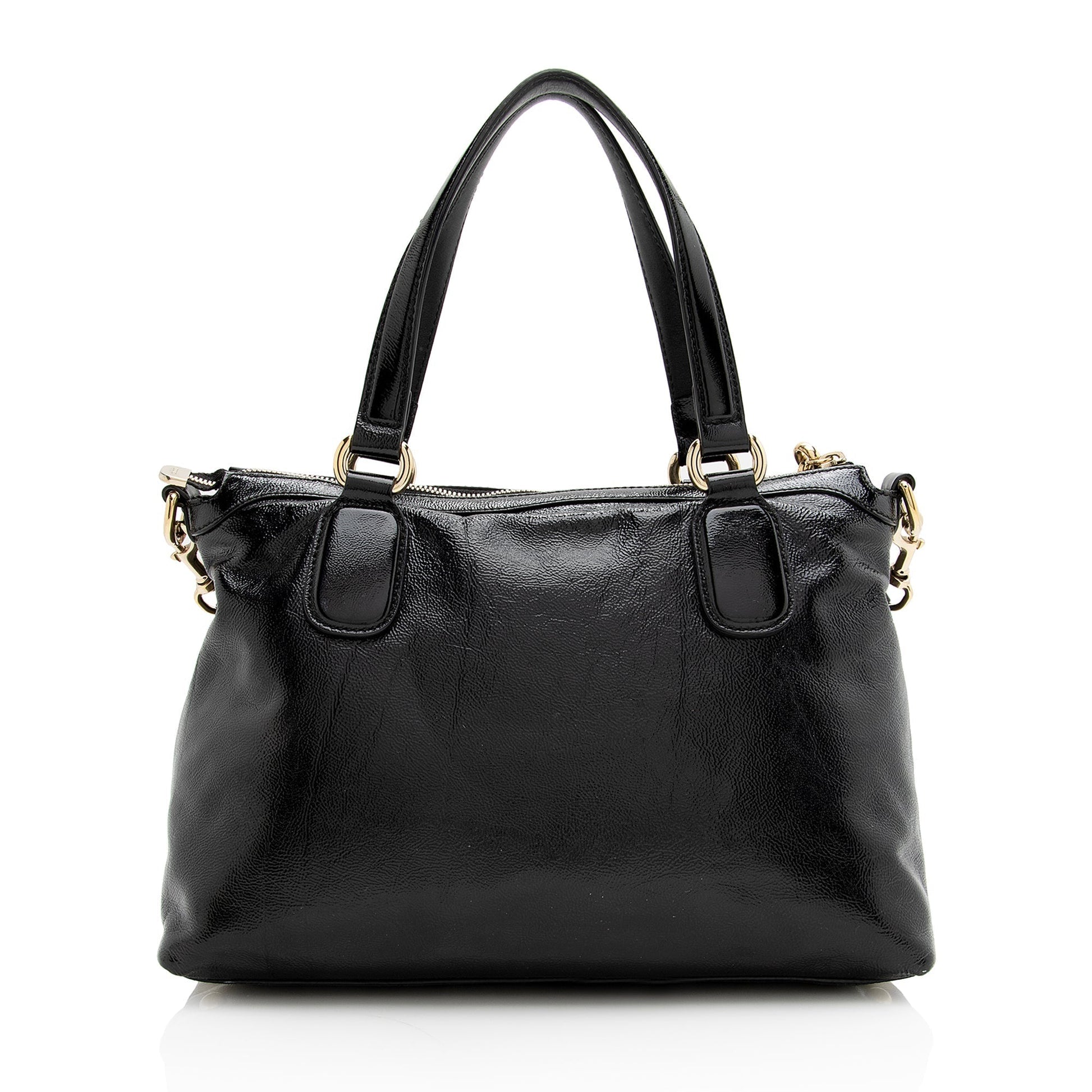 Gucci Soho Working SHF Leather Patent Black Tote Bag