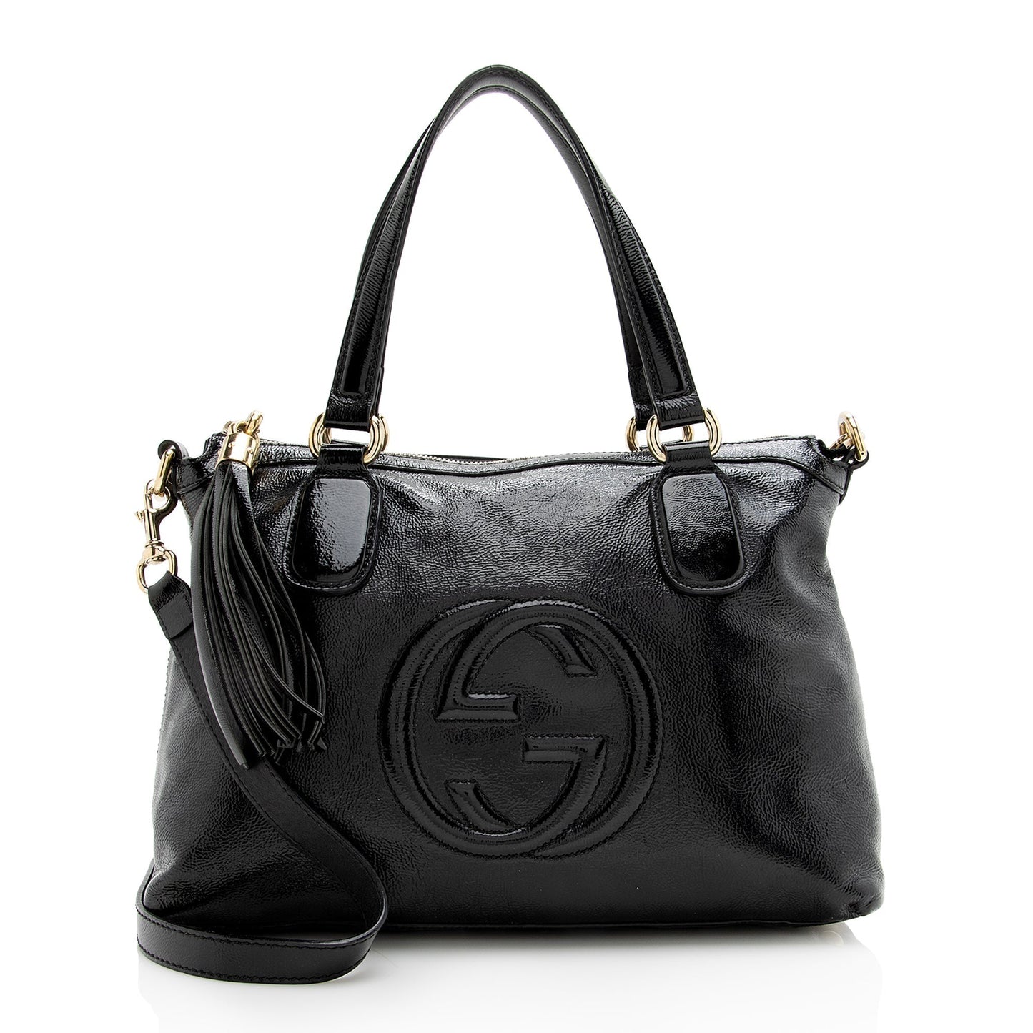 Gucci Soho Working SHF Leather Patent Black Tote Bag