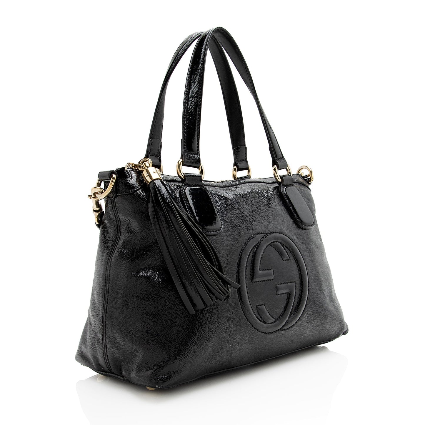 Gucci Soho Working SHF Leather Patent Black Tote Bag
