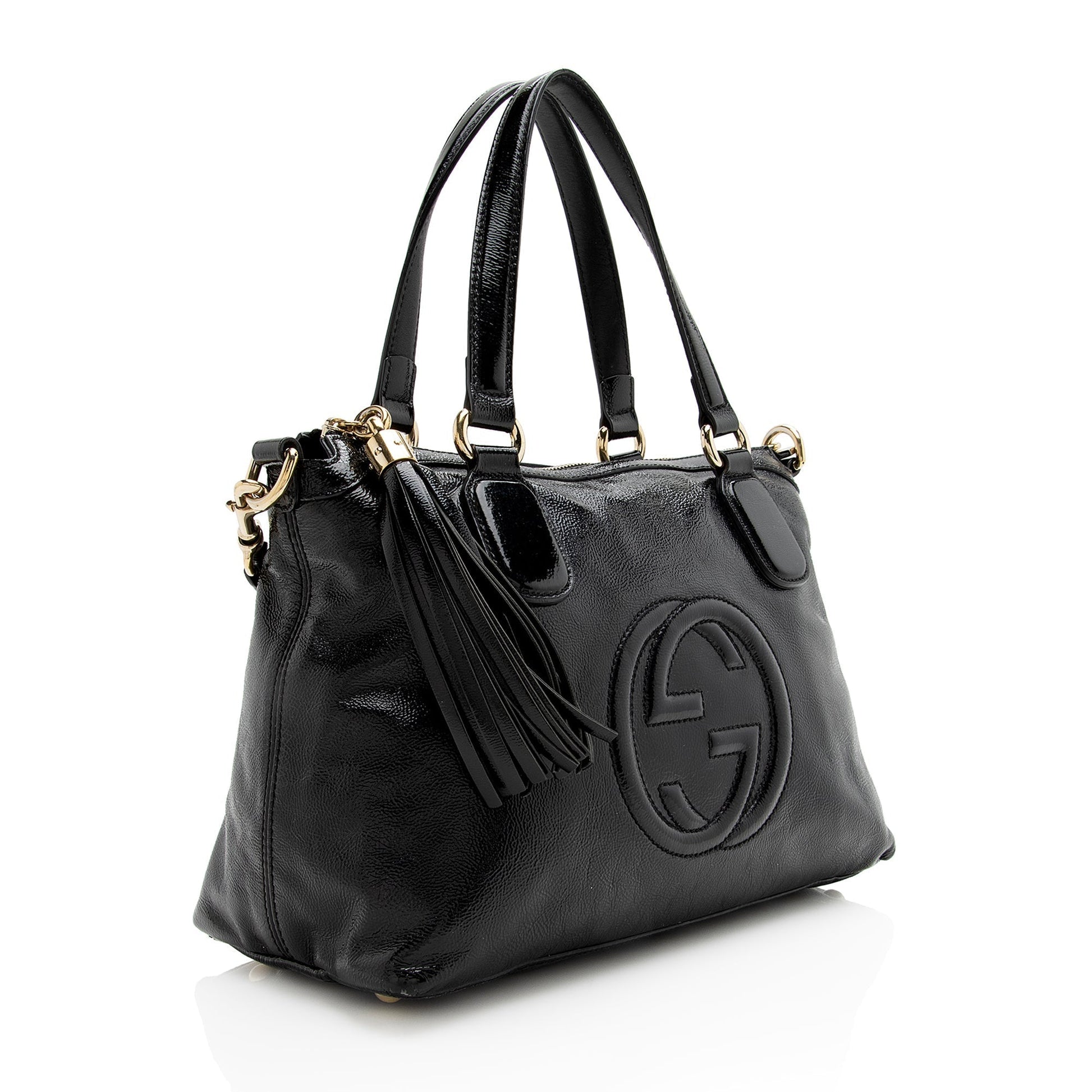 Gucci Soho Working SHF Leather Patent Black Tote Bag
