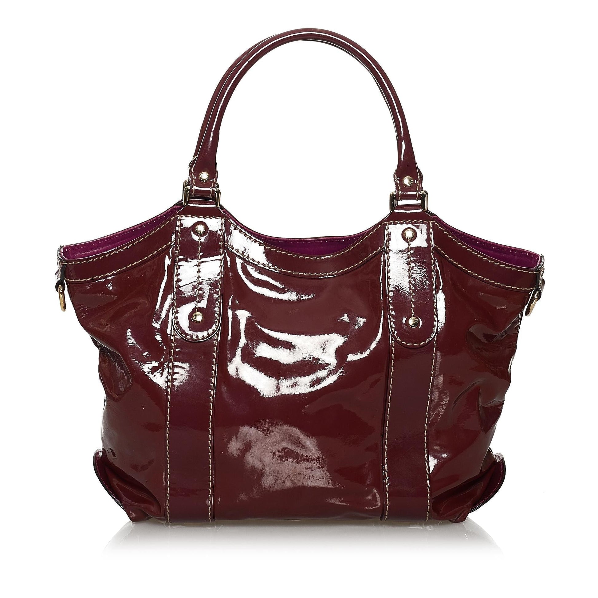 Gucci SHG Leather Patent Red Tote Bag