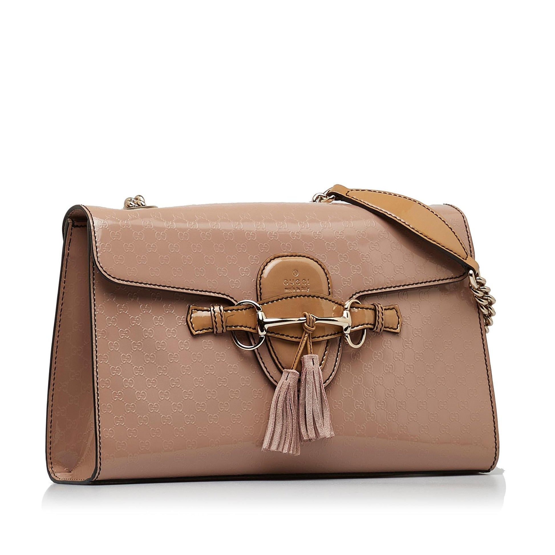 Gucci Microguccissima Emily SHG-jKZF4b Leather Patent Brown Shoulder Bag
