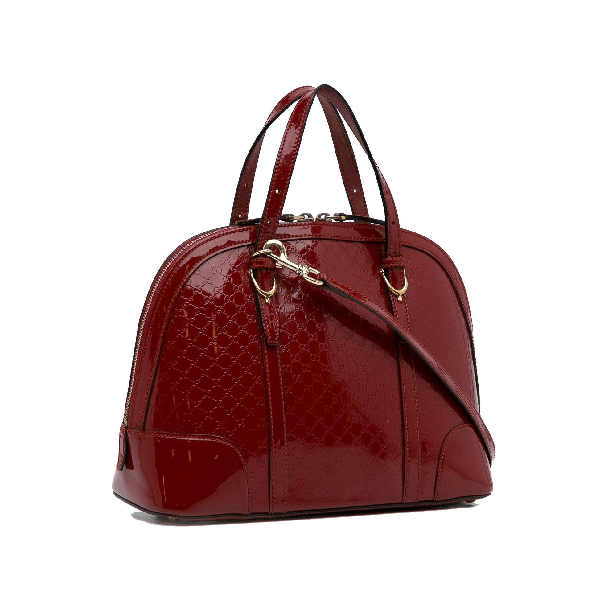Gucci Microguccissima Nice Dome SHG-NUS8YT Leather Patent Red Satchel Bag
