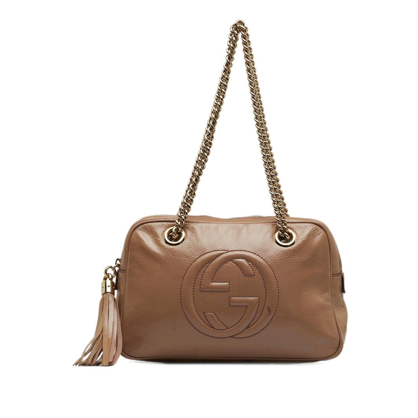 Gucci Soho SHG-5O1EoQ Leather Patent Brown Chain Shoulder Bag