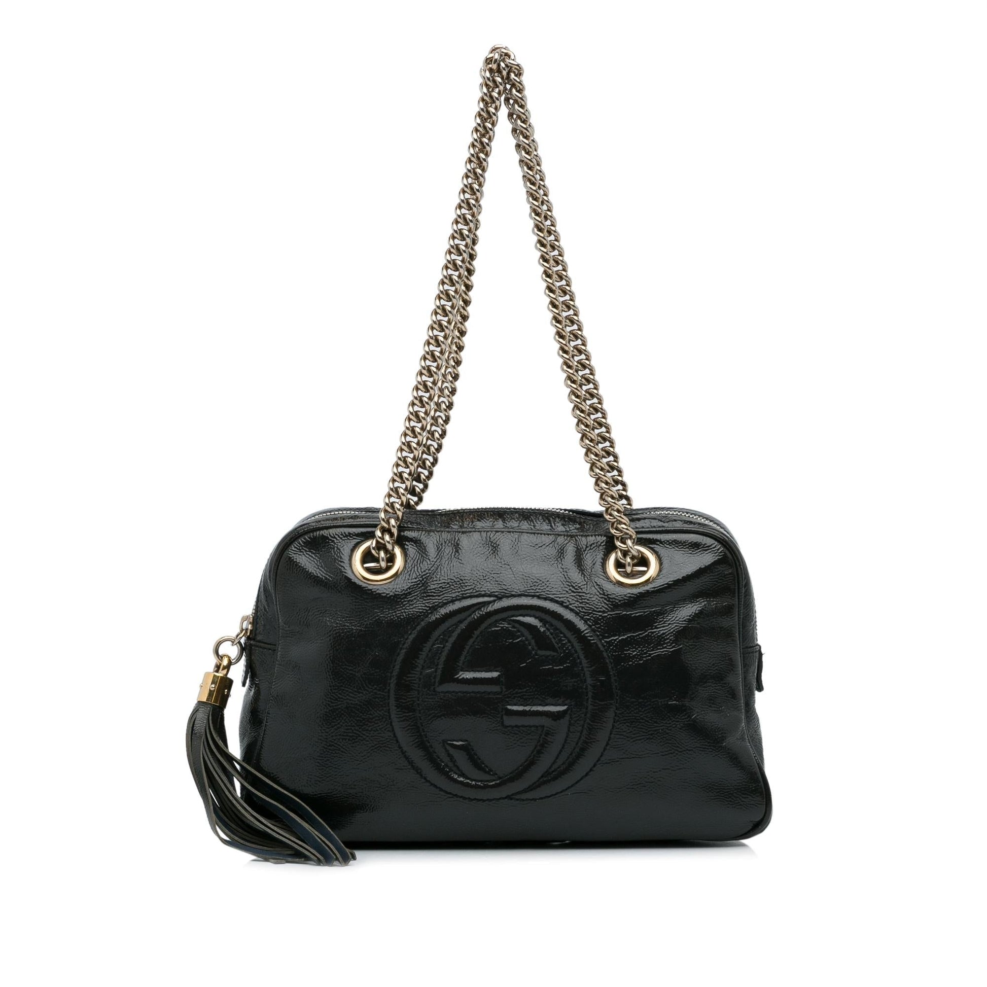 Gucci Soho SHG-EHEZ8m Leather Patent Black Chain Shoulder Bag