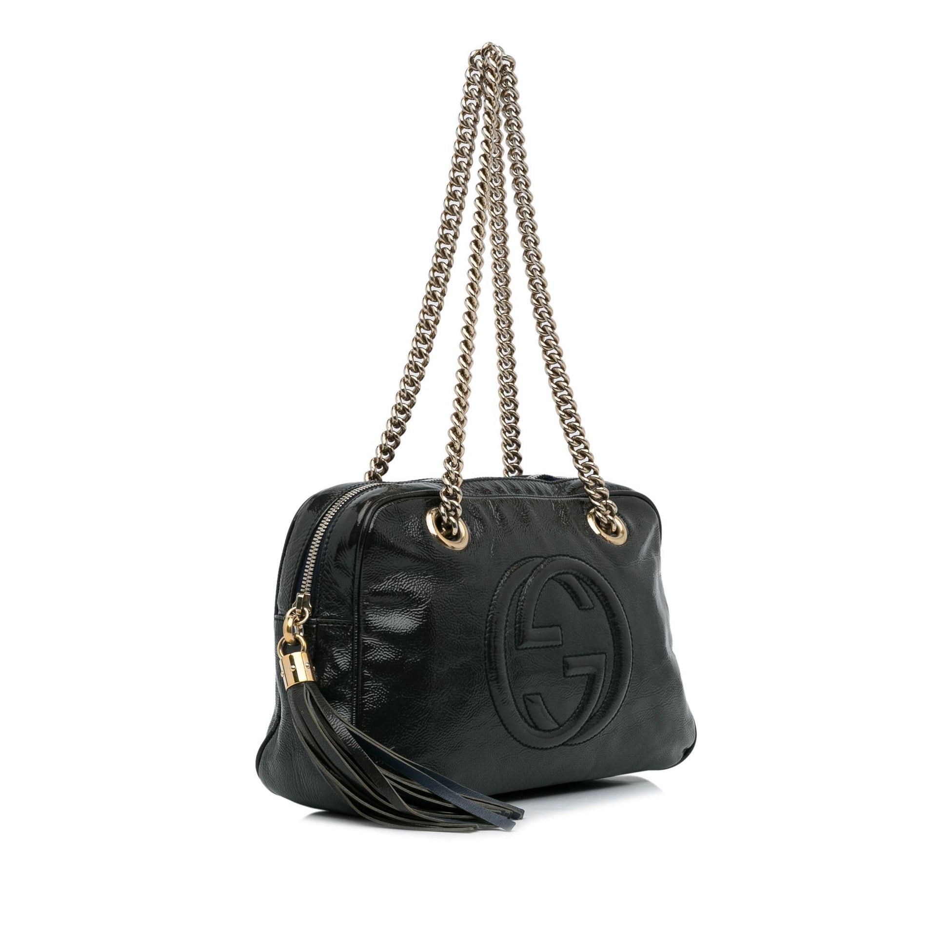 Gucci Soho SHG-EHEZ8m Leather Patent Black Chain Shoulder Bag