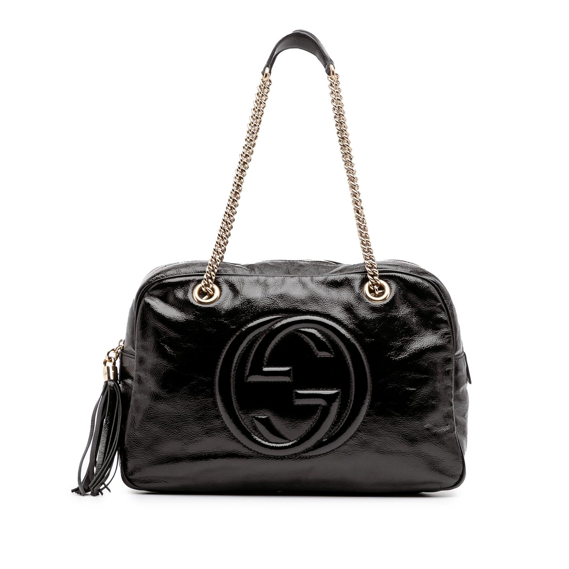 Gucci Soho Leather Patent Black Chain Shoulder Bag