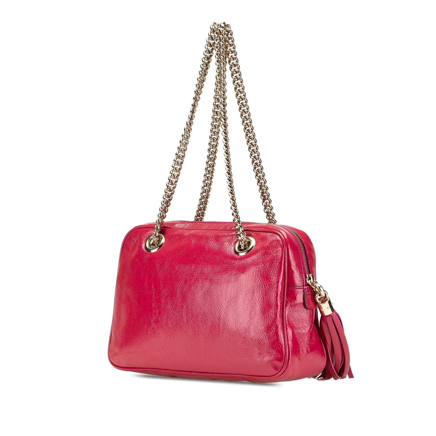 Gucci Soho Zip Leather Patent Pink Chain Shoulder Bag