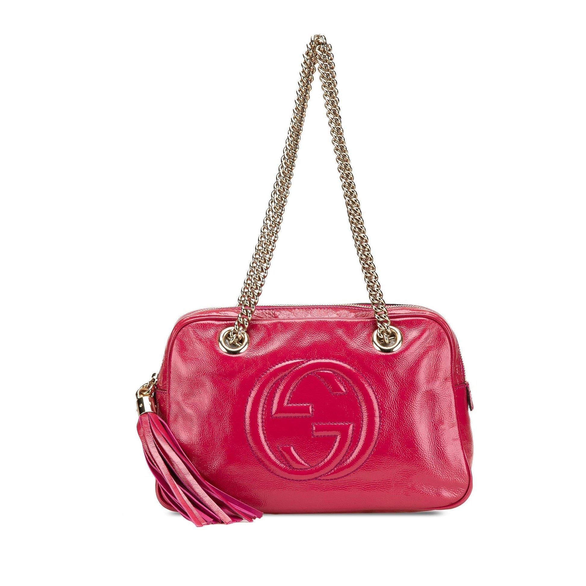 Gucci Soho Zip Leather Patent Pink Chain Shoulder Bag Bag 2