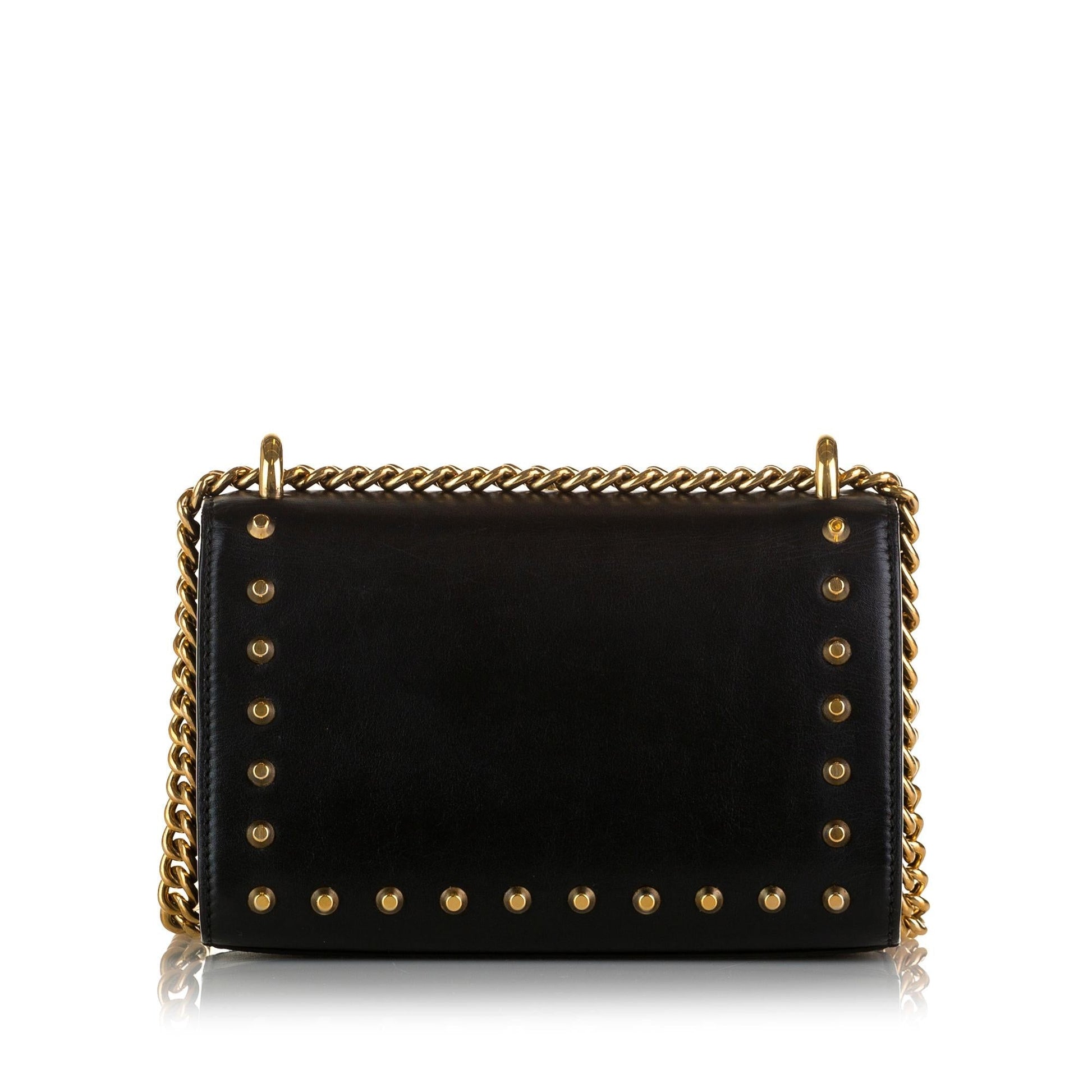 Gucci Pearl Studded Padlock SHG-yMuRqu Calf Black Crossbody Bag