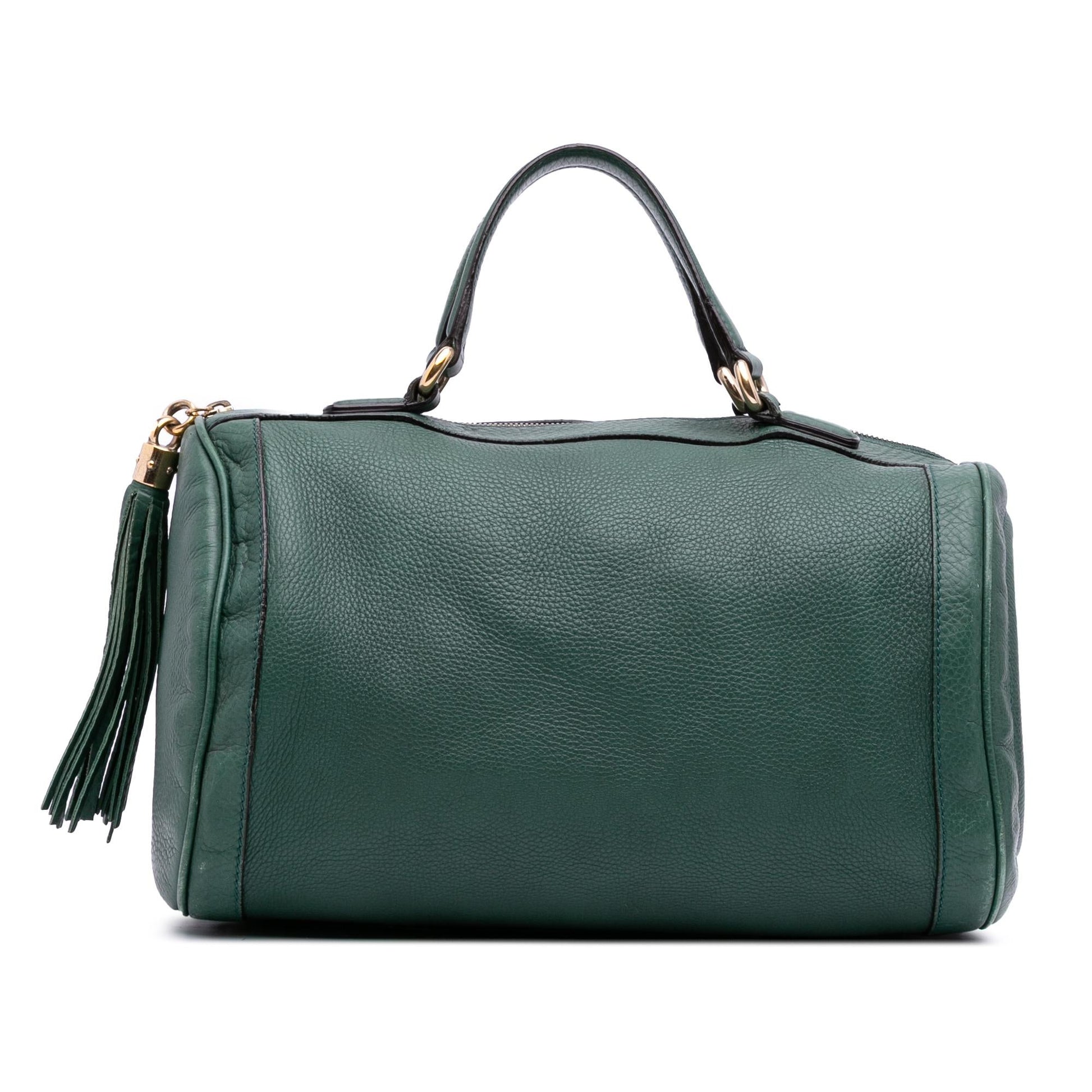 Gucci Pebbled Soho Cellarius Boston Calf Calfskin Green Satchel Bag