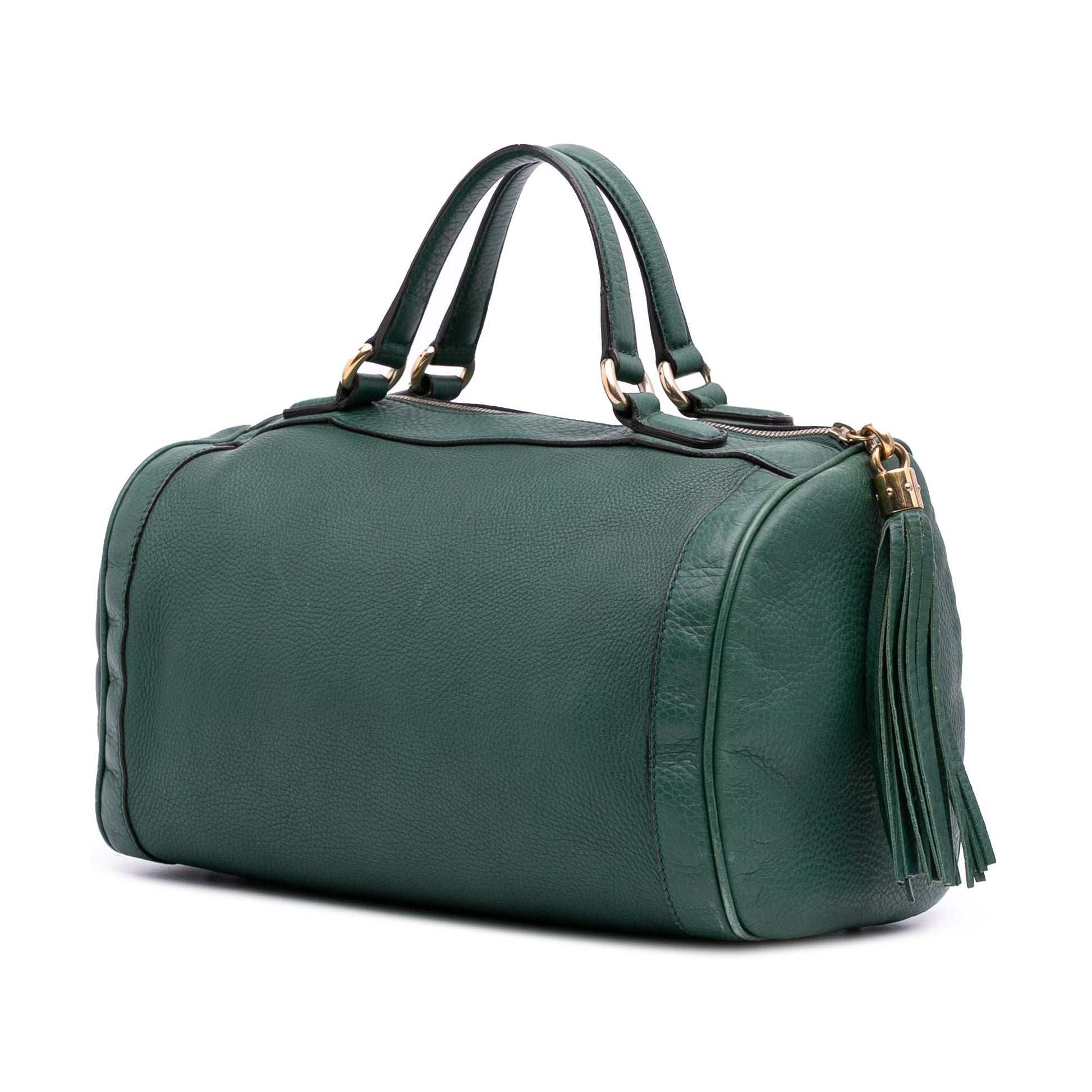 Gucci Pebbled Soho Cellarius Boston Calf Calfskin Green Satchel Bag