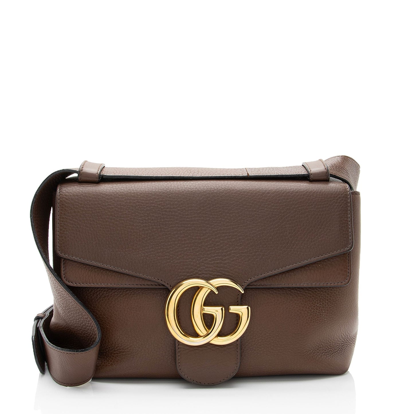 Gucci Pebbled GG Marmont SHF-h48Iia Leather Brown Shoulder Bag