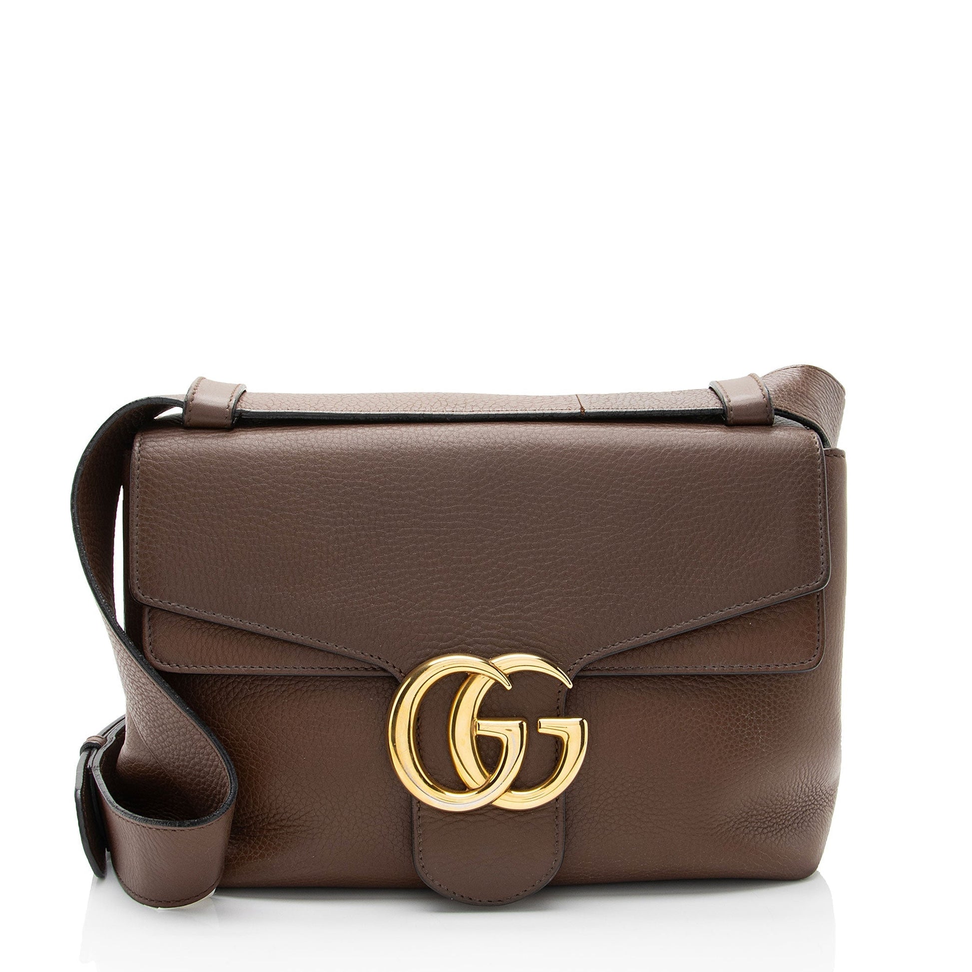 Gucci Pebbled GG Marmont SHF-h48Iia Leather Brown Shoulder Bag