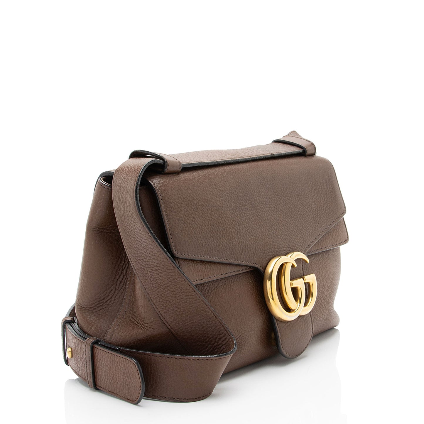 Gucci Pebbled GG Marmont SHF-h48Iia Leather Brown Shoulder Bag
