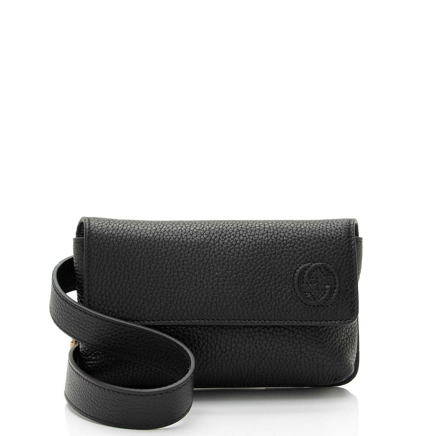 Gucci Pebbled Soho Belt SHF-Q9D7sL Leather Black Flap Accessory