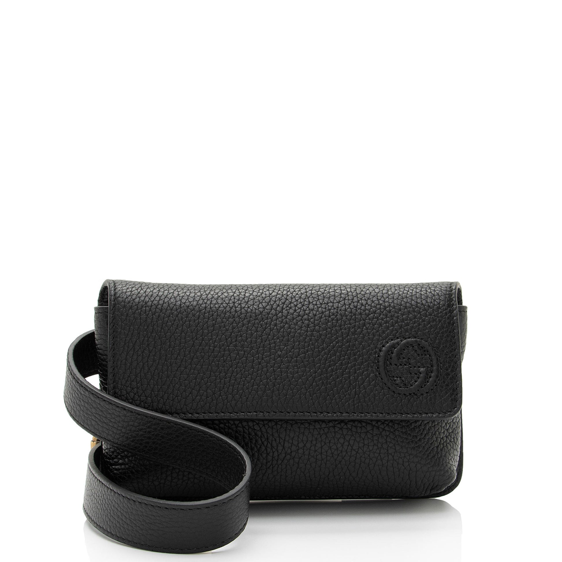Gucci Pebbled Soho Belt SHF-Q9D7sL Leather Black Flap Accessory