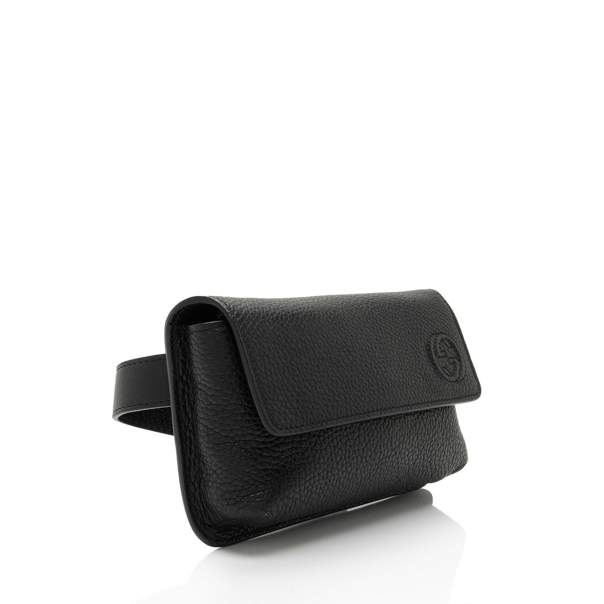 Gucci Pebbled Soho Belt SHF-Q9D7sL Leather Black Flap Accessory