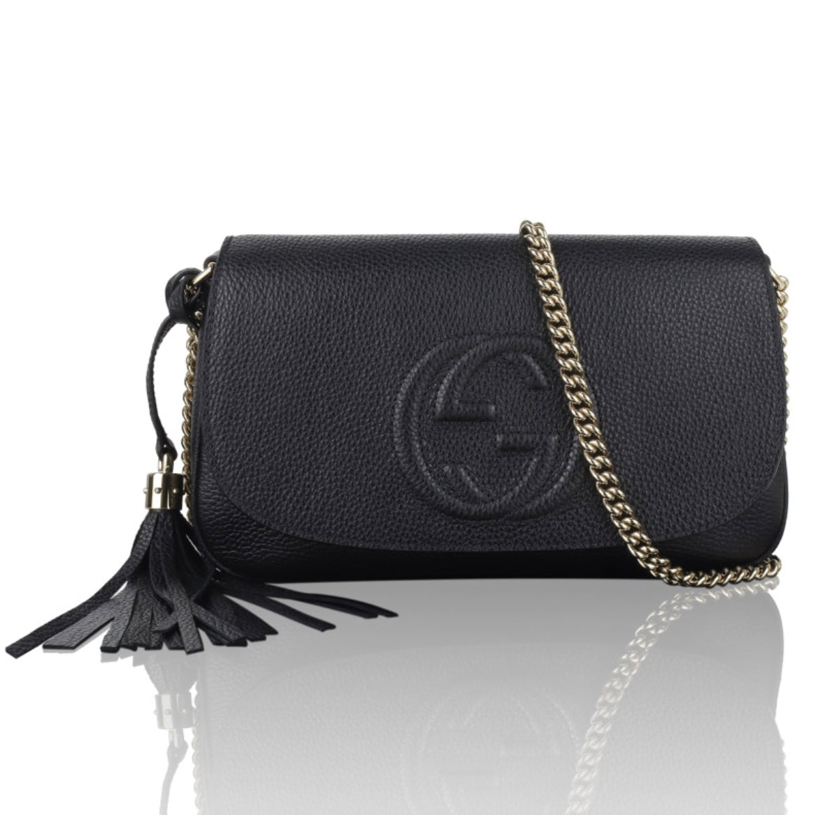Gucci PEBBLED SOHO Leather Calfskin Chain Travel Bag