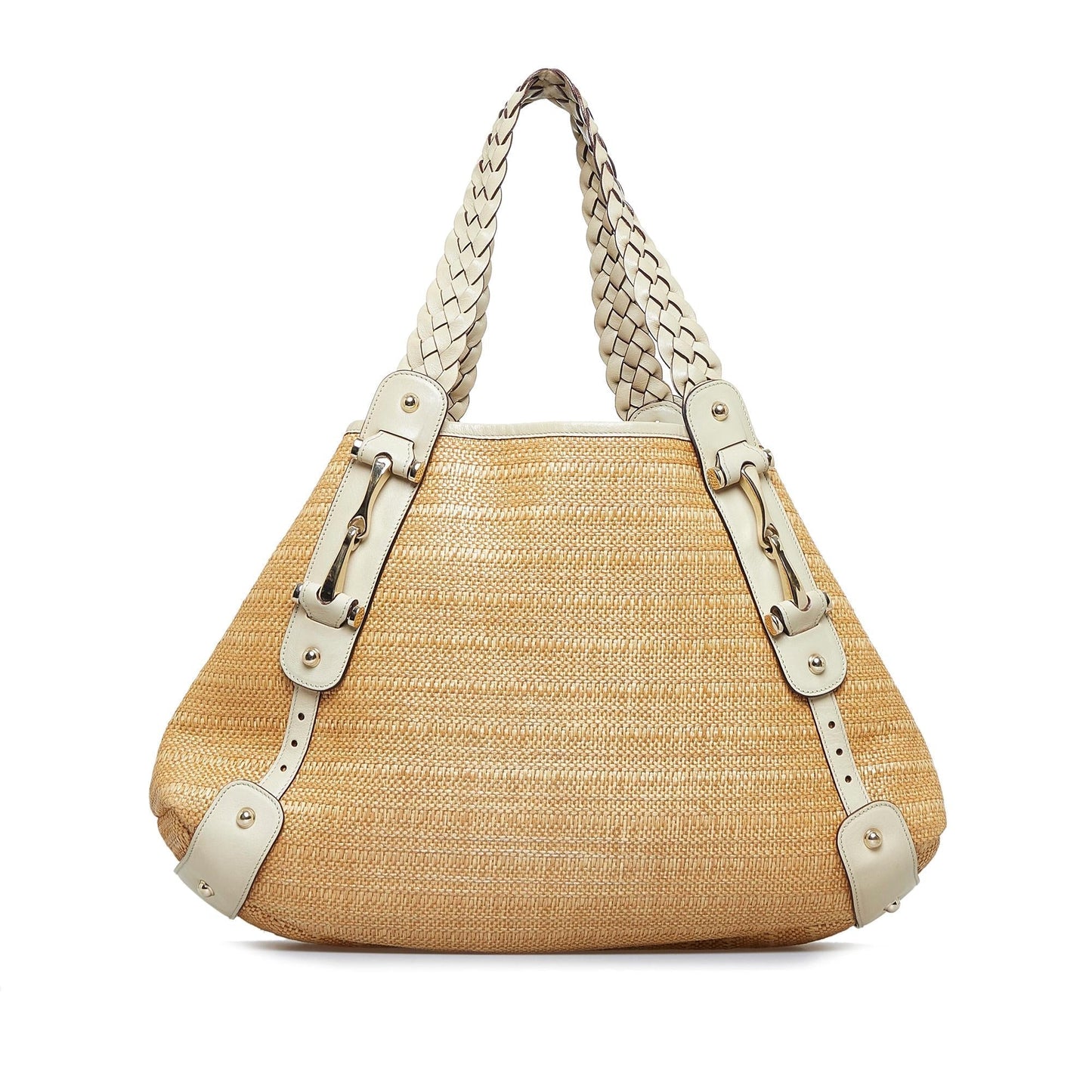 Gucci Pelham SHG-GEsvBw Raffia Calf White Brown Shoulder Bag