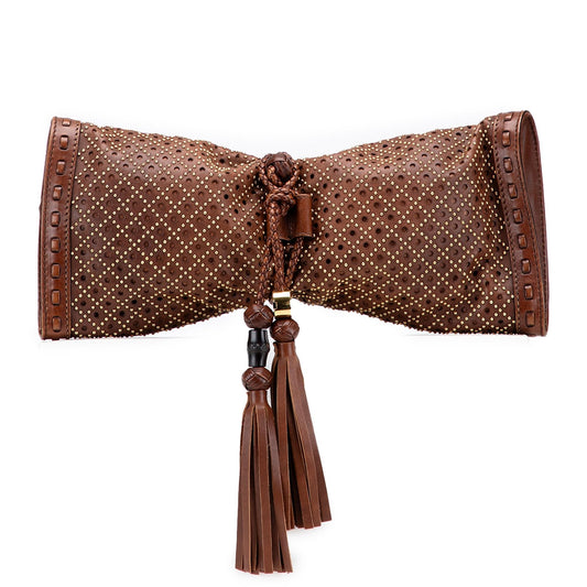 Gucci Perforated Studded Malika Leather Clutch Bag