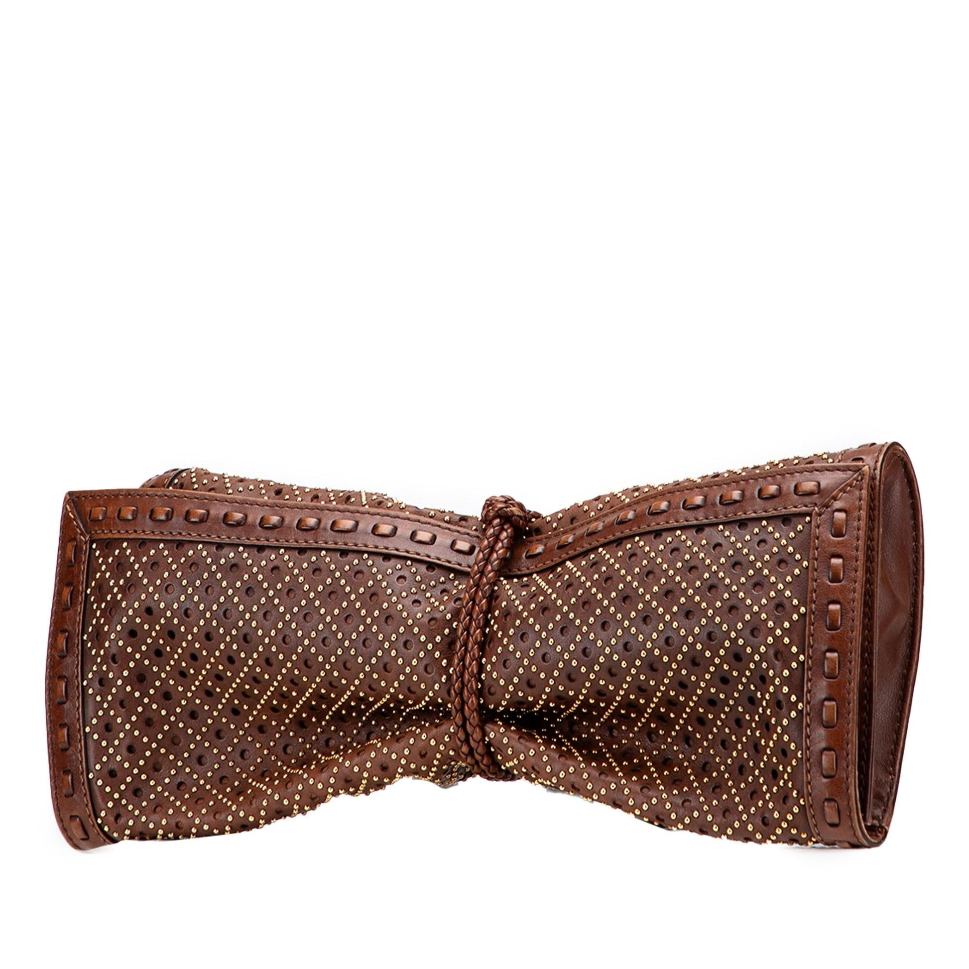 Gucci Perforated Studded Malika Leather Clutch Bag