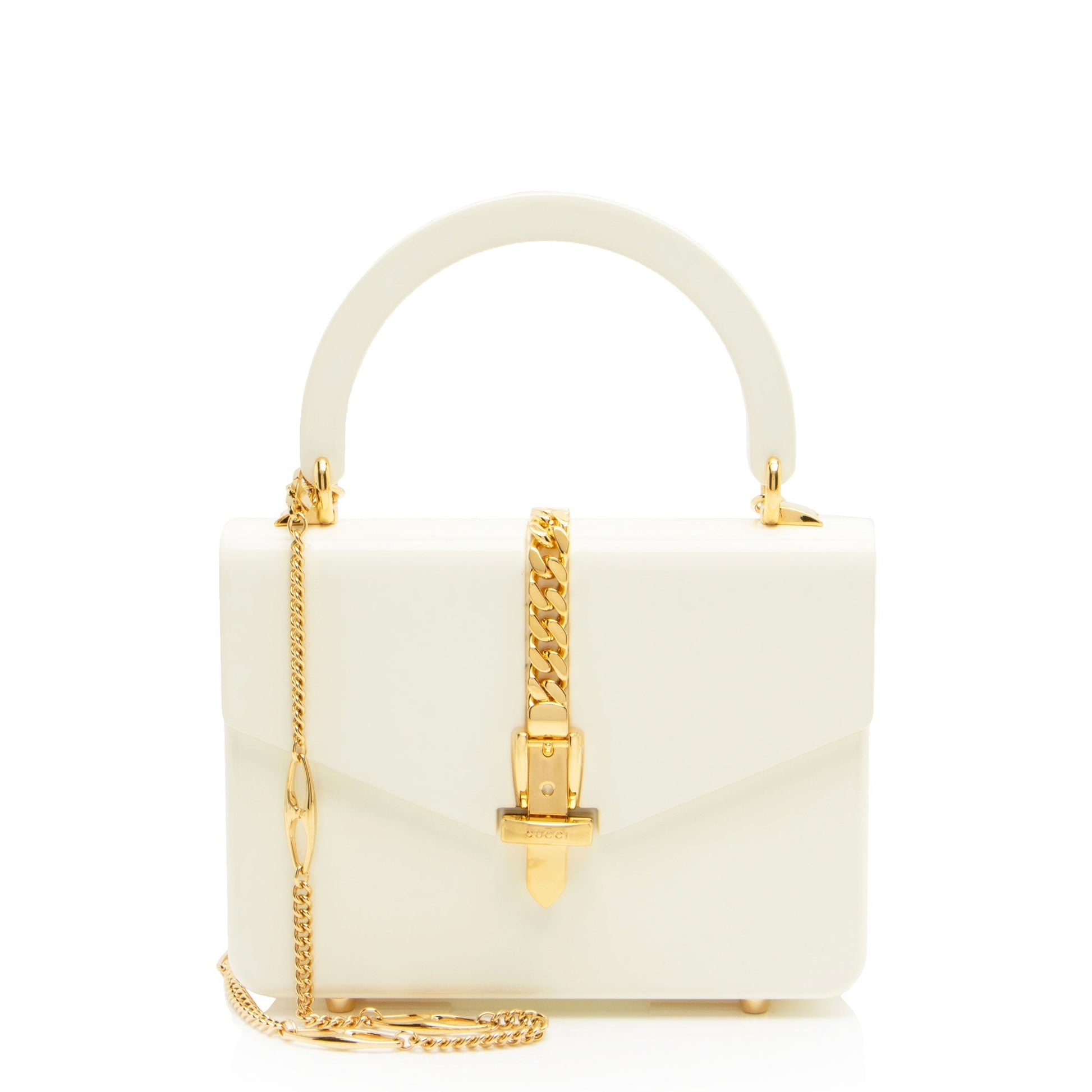 Gucci Plexiglass Sylvie SHF-a361PU White Mini Top Handle Satchel Bag
