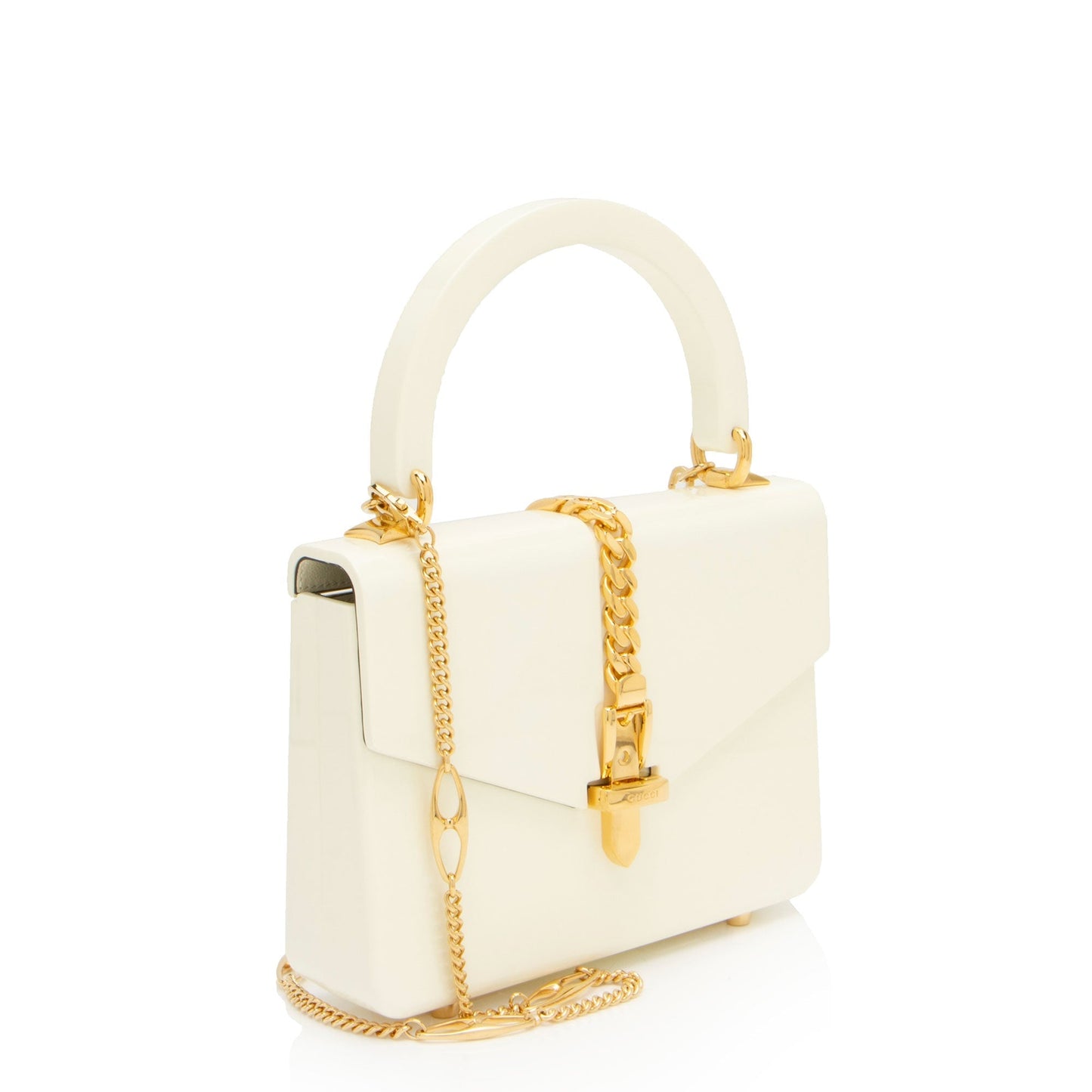 Gucci Plexiglass Sylvie SHF-a361PU White Mini Top Handle Satchel Bag