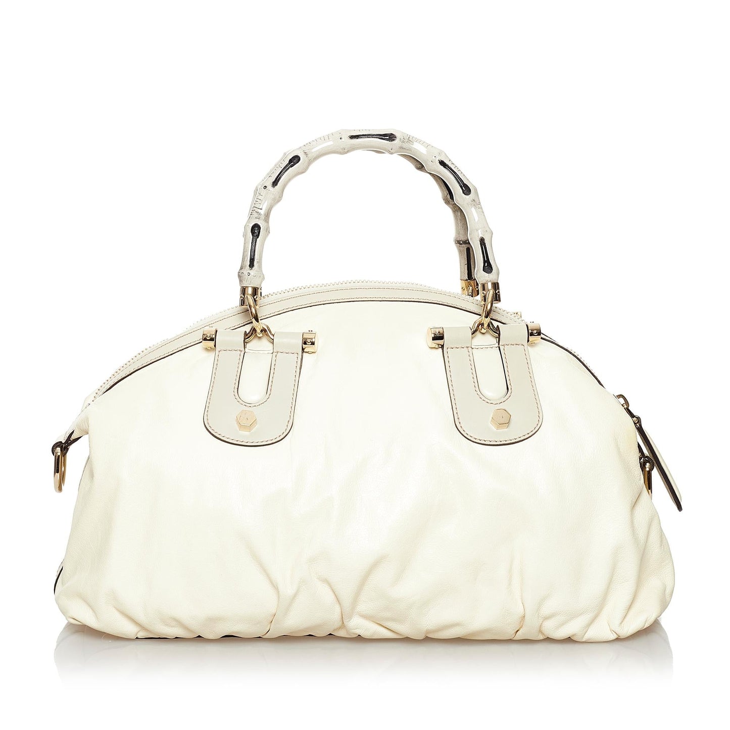 Gucci Pop Bamboo SHG Leather Calf White Grey Satchel Bag