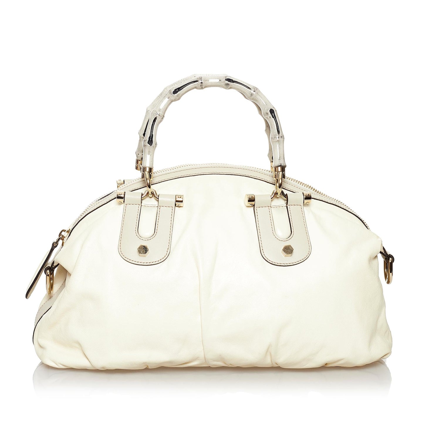 Gucci Pop Bamboo SHG Leather Calf White Grey Satchel Bag