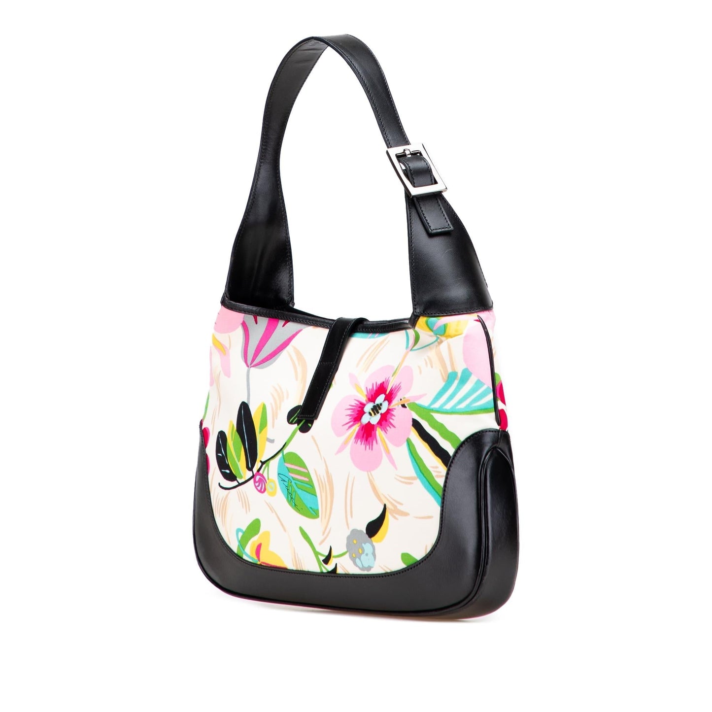 Gucci Printed Floral Jackie Canvas Shoulder Bag