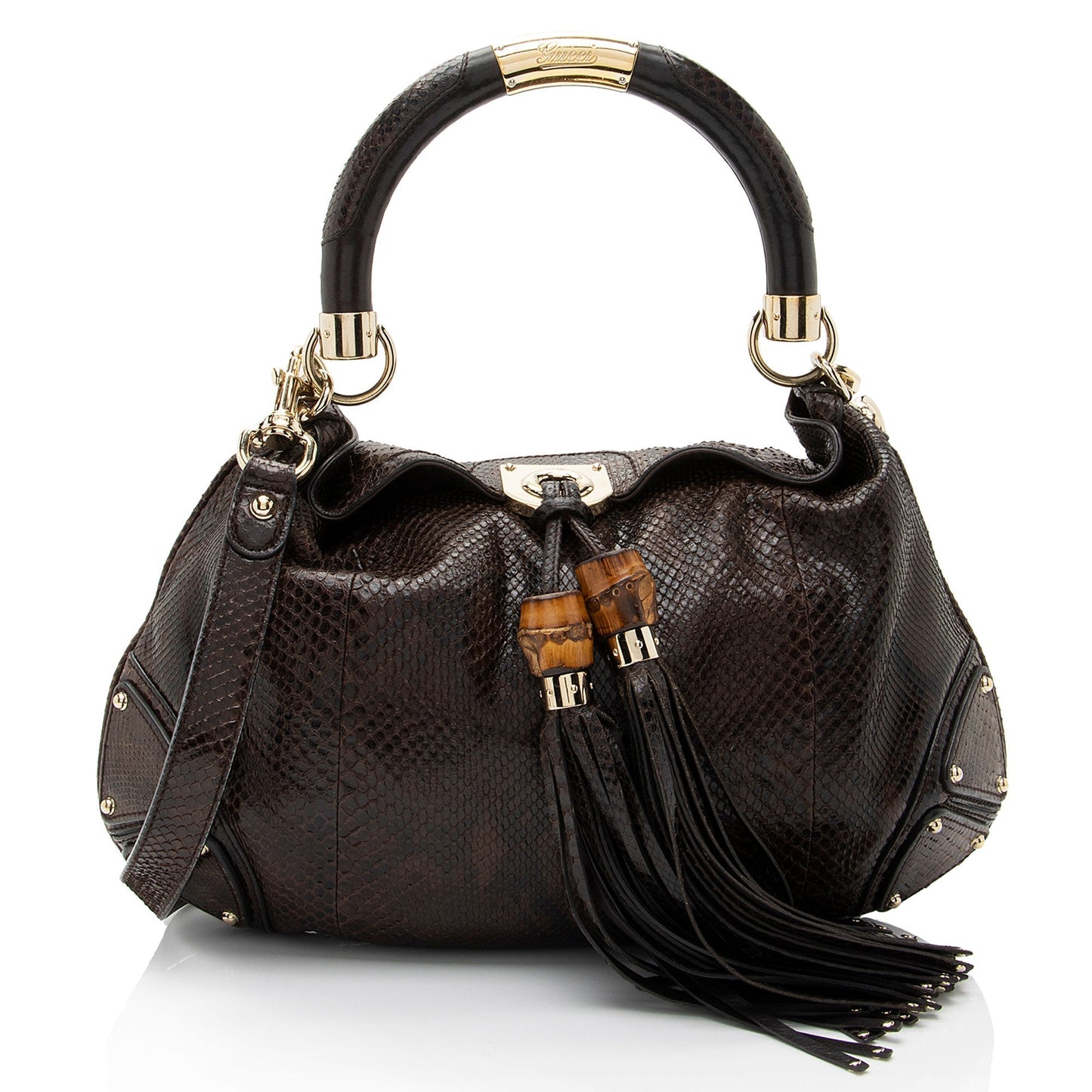 Gucci Indy SHF-o6MQCe Leather Python Brown Medium Shoulder Bag