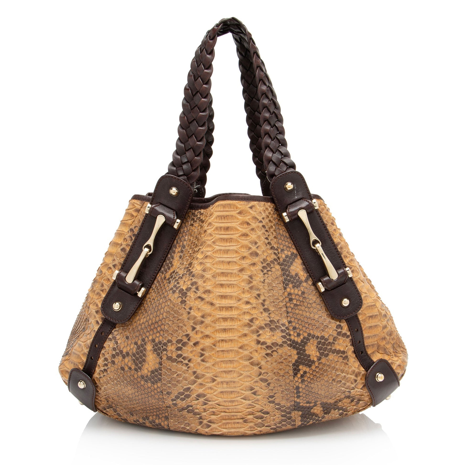 Gucci Pelham Leather Python Brown Medium Shoulder Bag