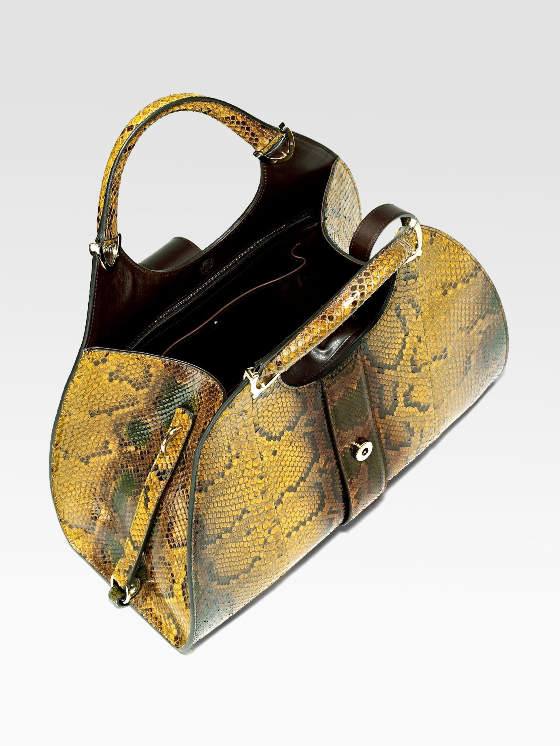 Gucci Stirrup Python Top Handle Travel Bag