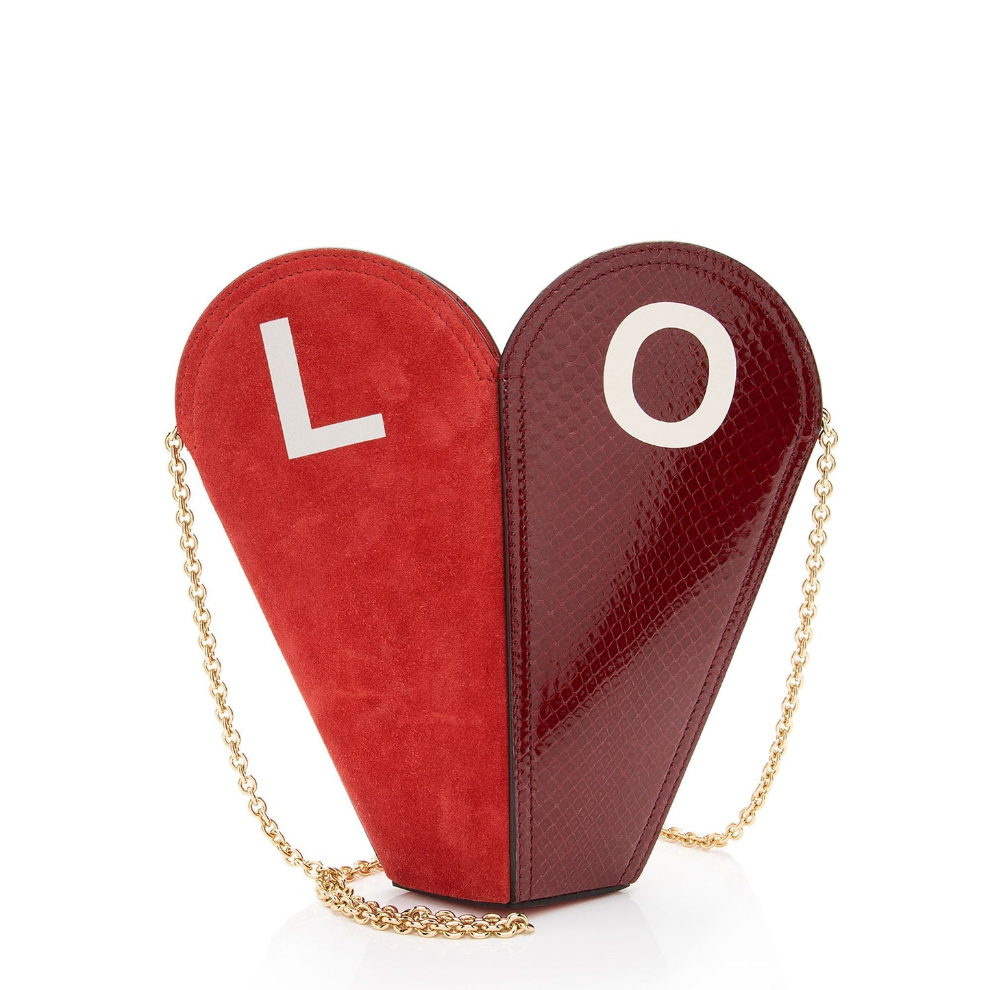 Gucci Valentines Day Heart Chain SHF-6nBkhe Leather Suede Python Red Crossbody Bag