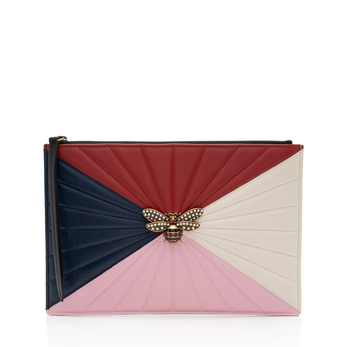 Gucci Queen Margaret Bee Zip SHF-ghI7kn Quilted Leather Black Clutch Bag