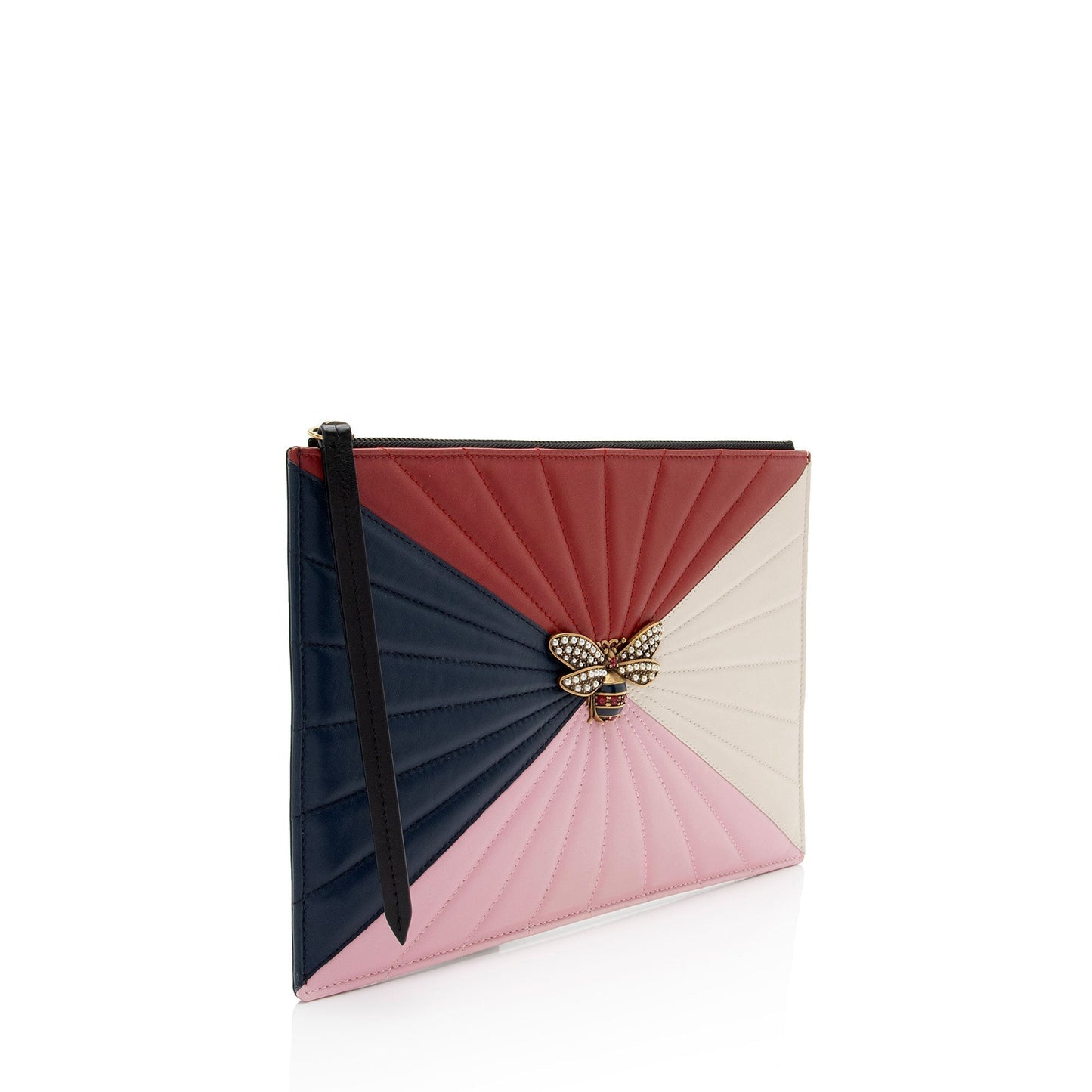 Gucci Queen Margaret Bee Zip SHF-ghI7kn Quilted Leather Black Clutch Bag