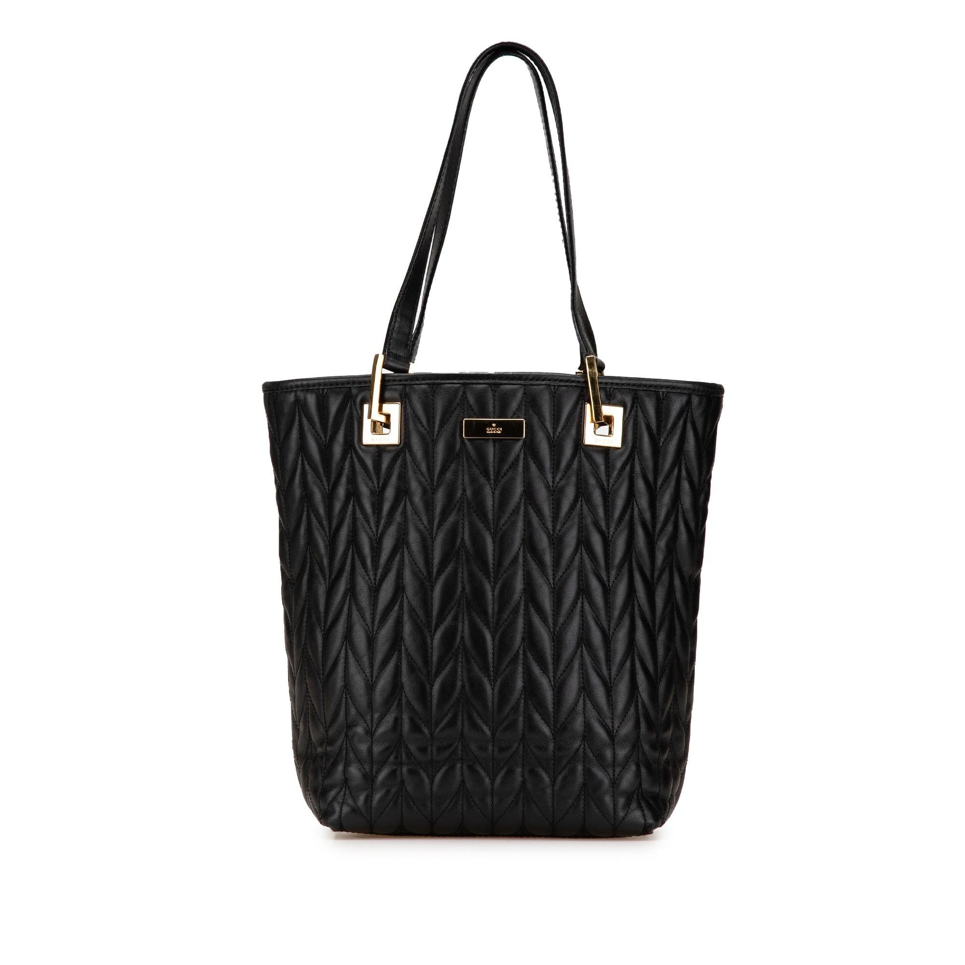 Gucci Quilted Leather 1 Calf Black Tote Bag