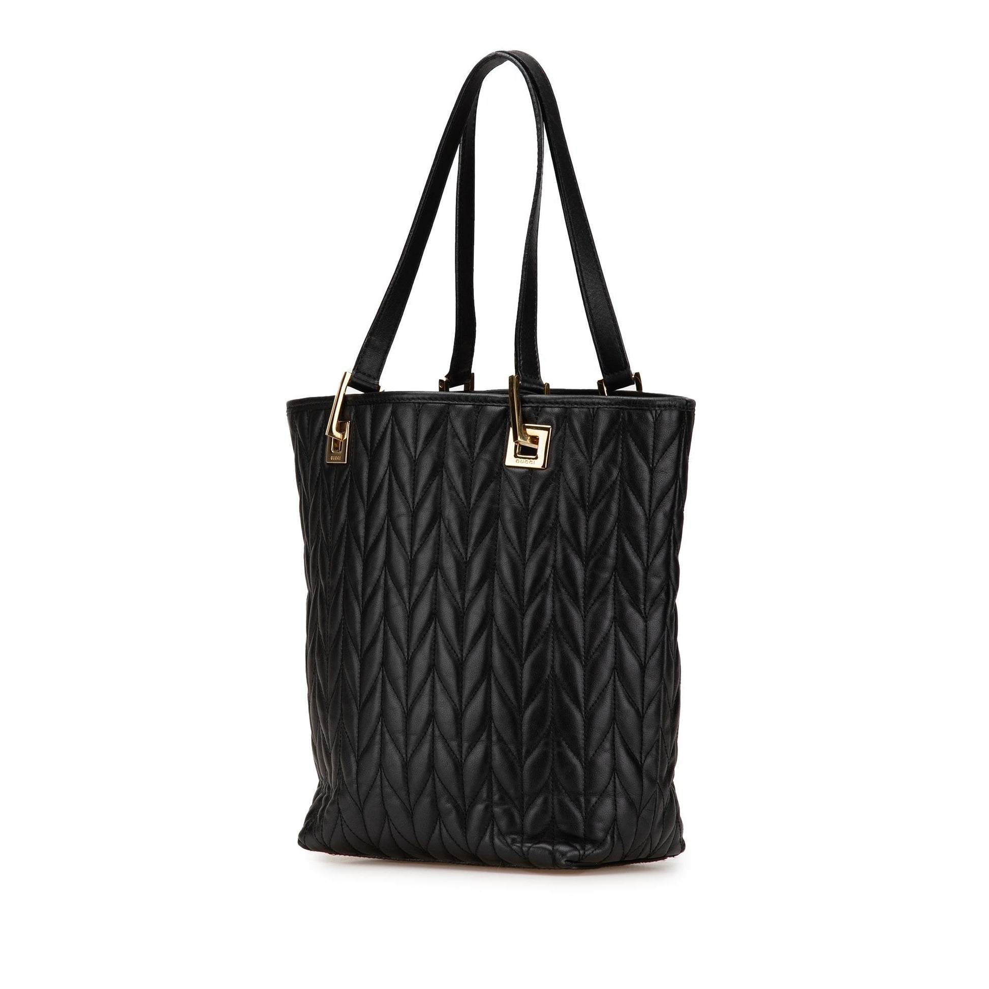 Gucci Quilted Leather 1 Calf Black Tote Bag